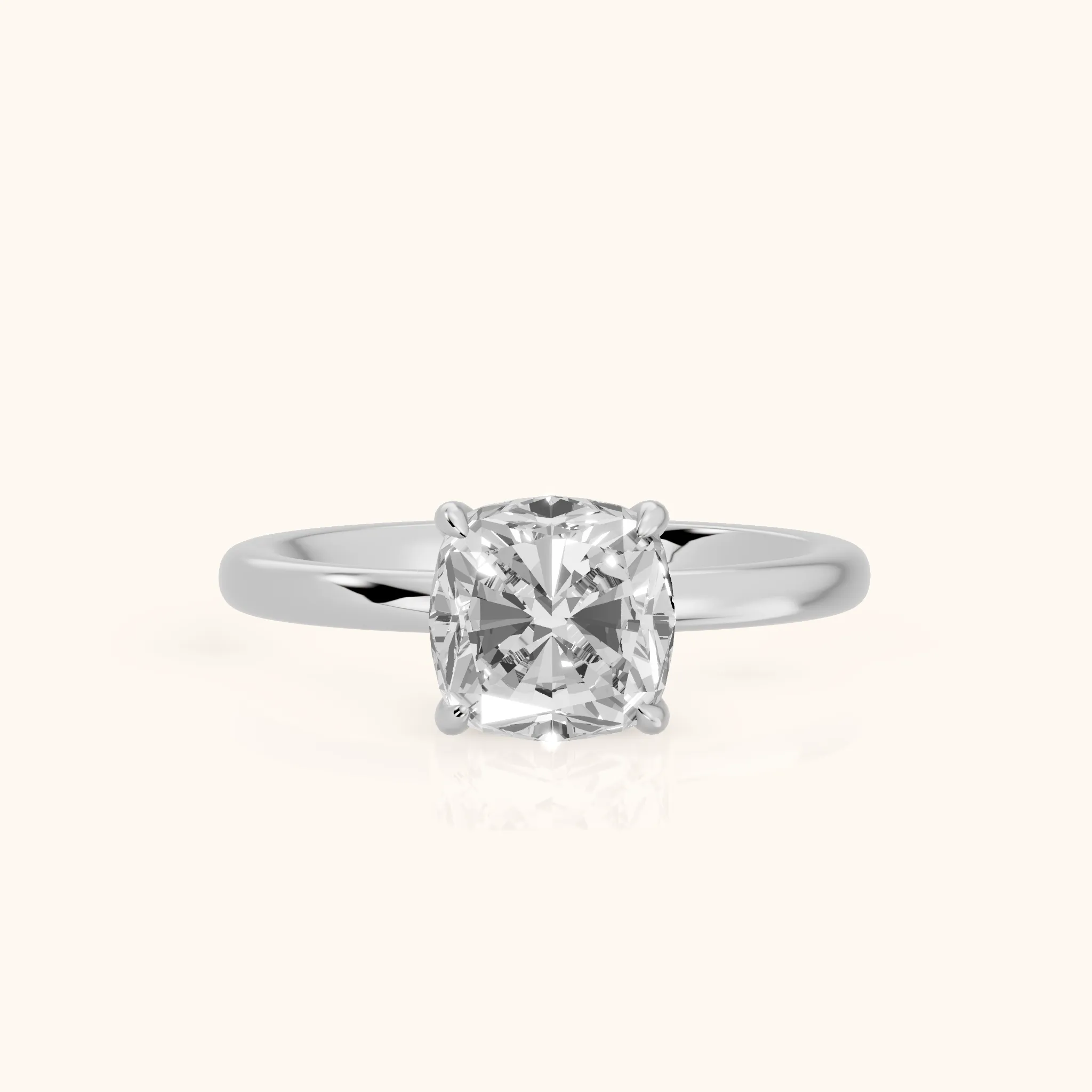 Susan Solitaire Cushion Diamond Engagement Ring in Silver — view 1