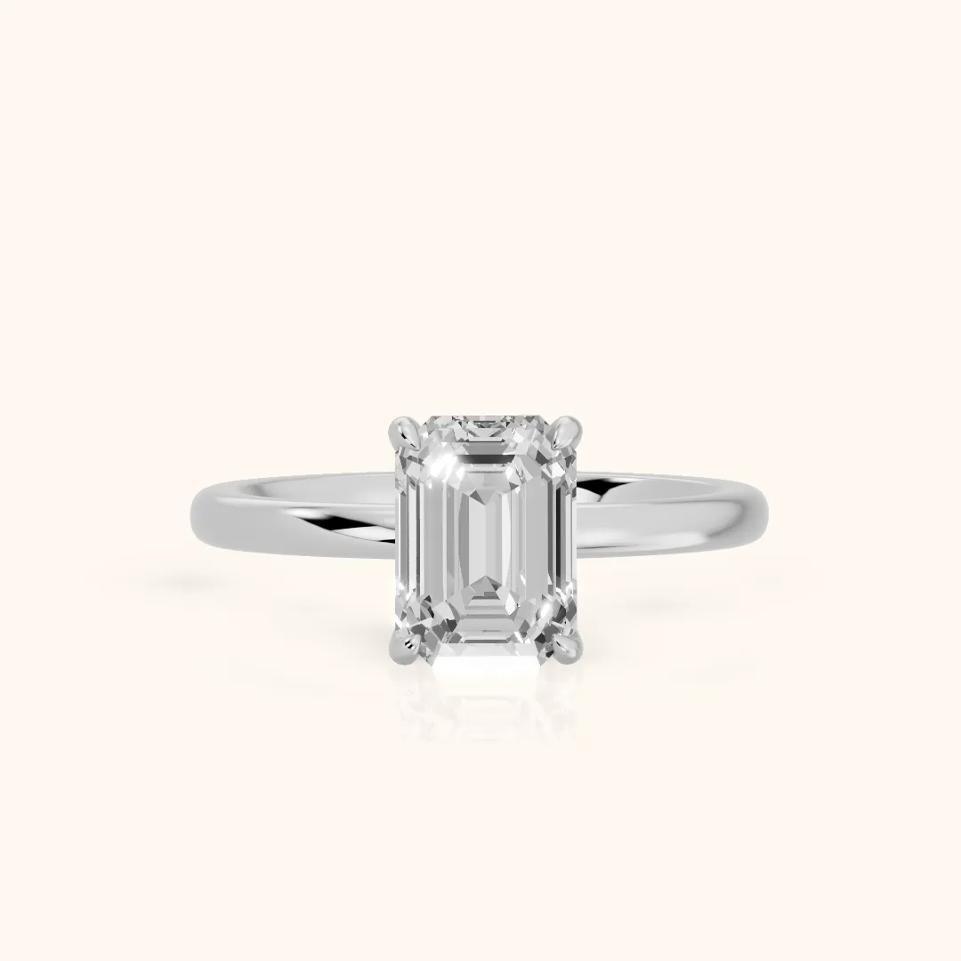 Susan Solitaire Emerald Diamond Engagement Ring in Silver — view 2
