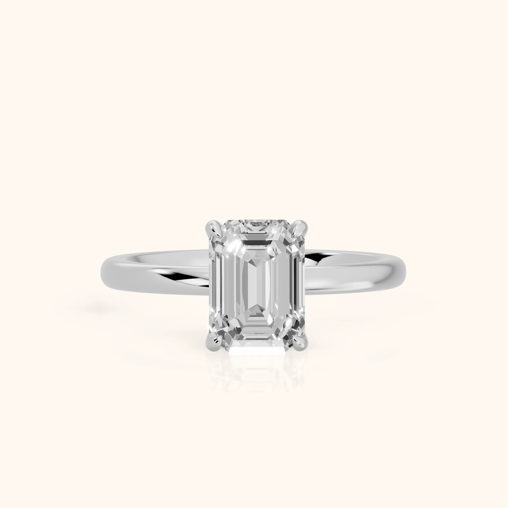 Susan Solitaire Emerald Diamond Engagement Ring in Silver — view 1