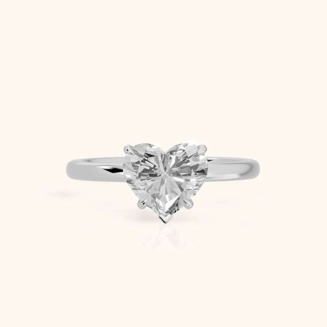 Susan Solitaire Heart Diamond Engagement Ring in Silver — view 2