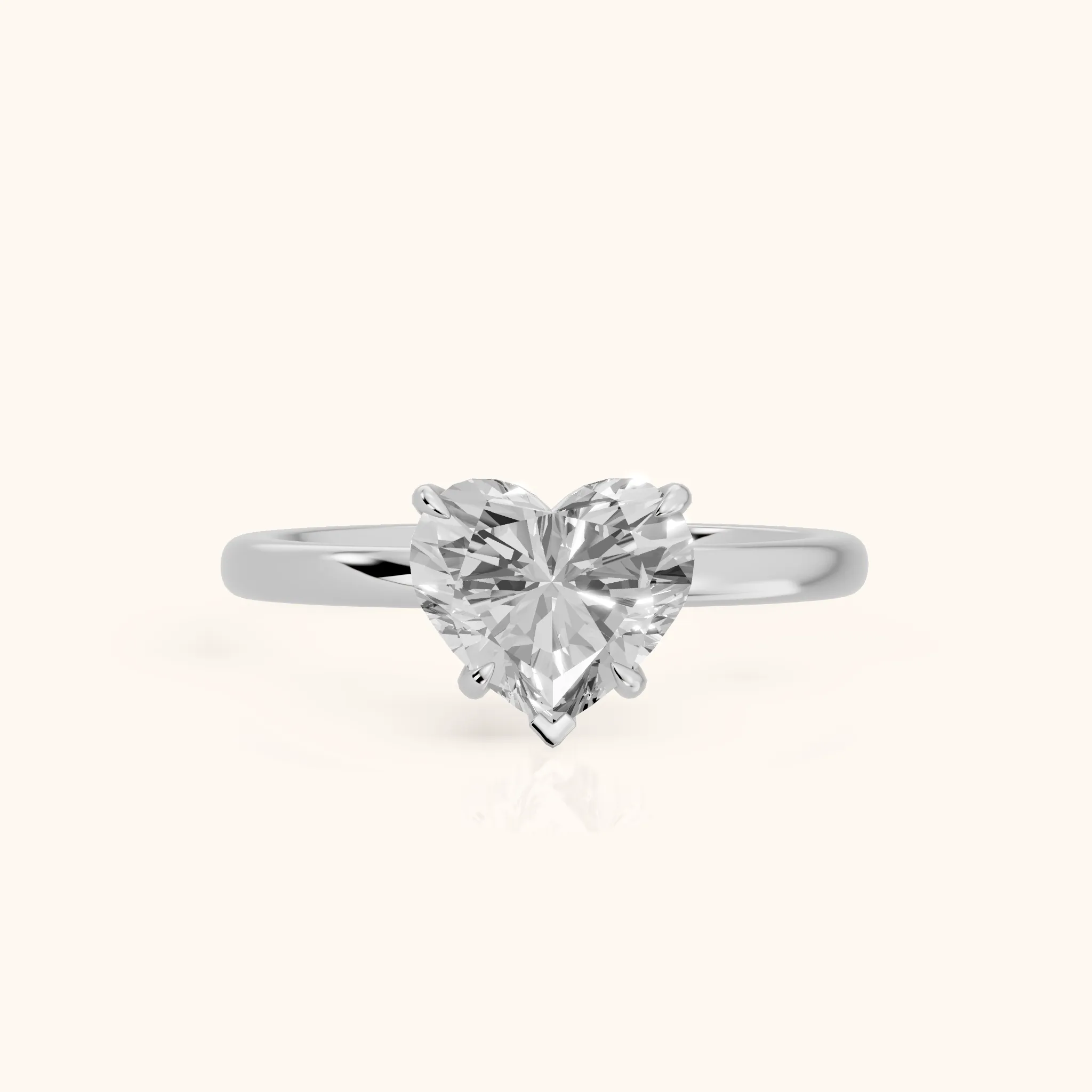 Susan Solitaire Heart Diamond Engagement Ring in Silver — view 1