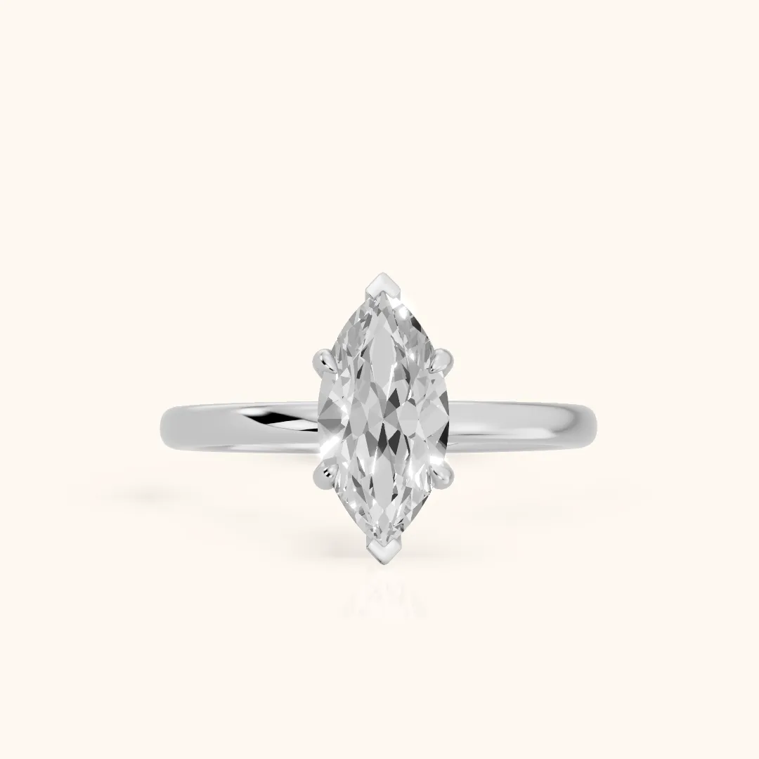 Susan Solitaire Marquise Diamond Engagement Ring in Silver — view 2