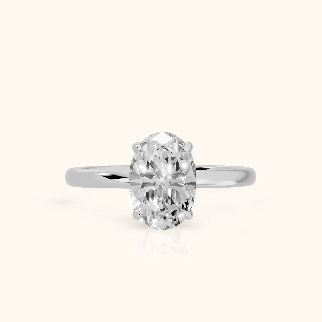 Susan Solitaire Oval Diamond Engagement Ring in Silver — view 2