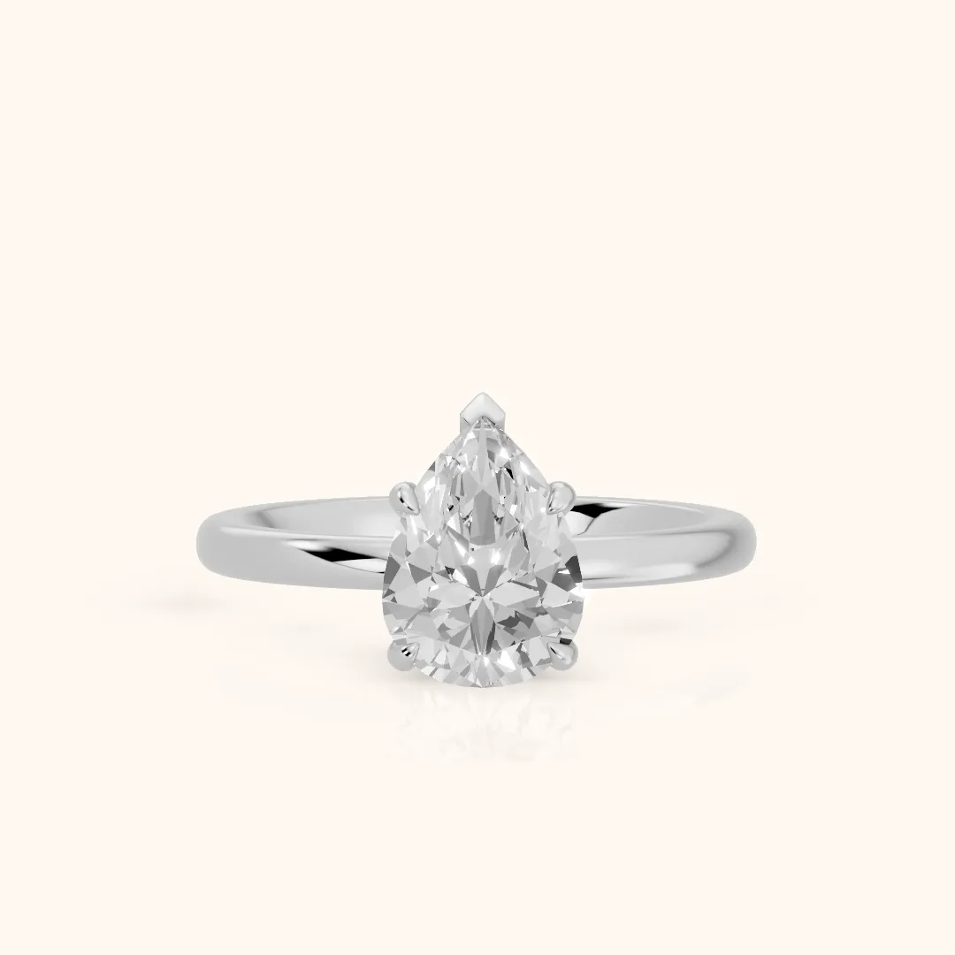 Susan Solitaire Pear Diamond Engagement Ring in Silver — view 2