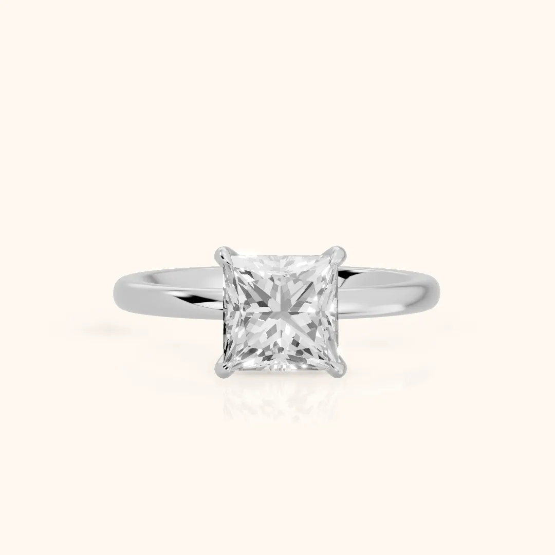 Susan Solitaire Princess Diamond Engagement Ring in Silver — view 2