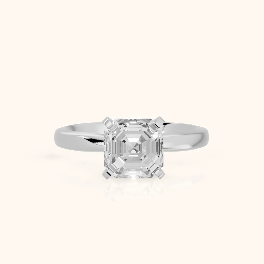 Tamsin Solitaire Knife Edge Asscher Diamond Engagement Ring in Silver — view 2