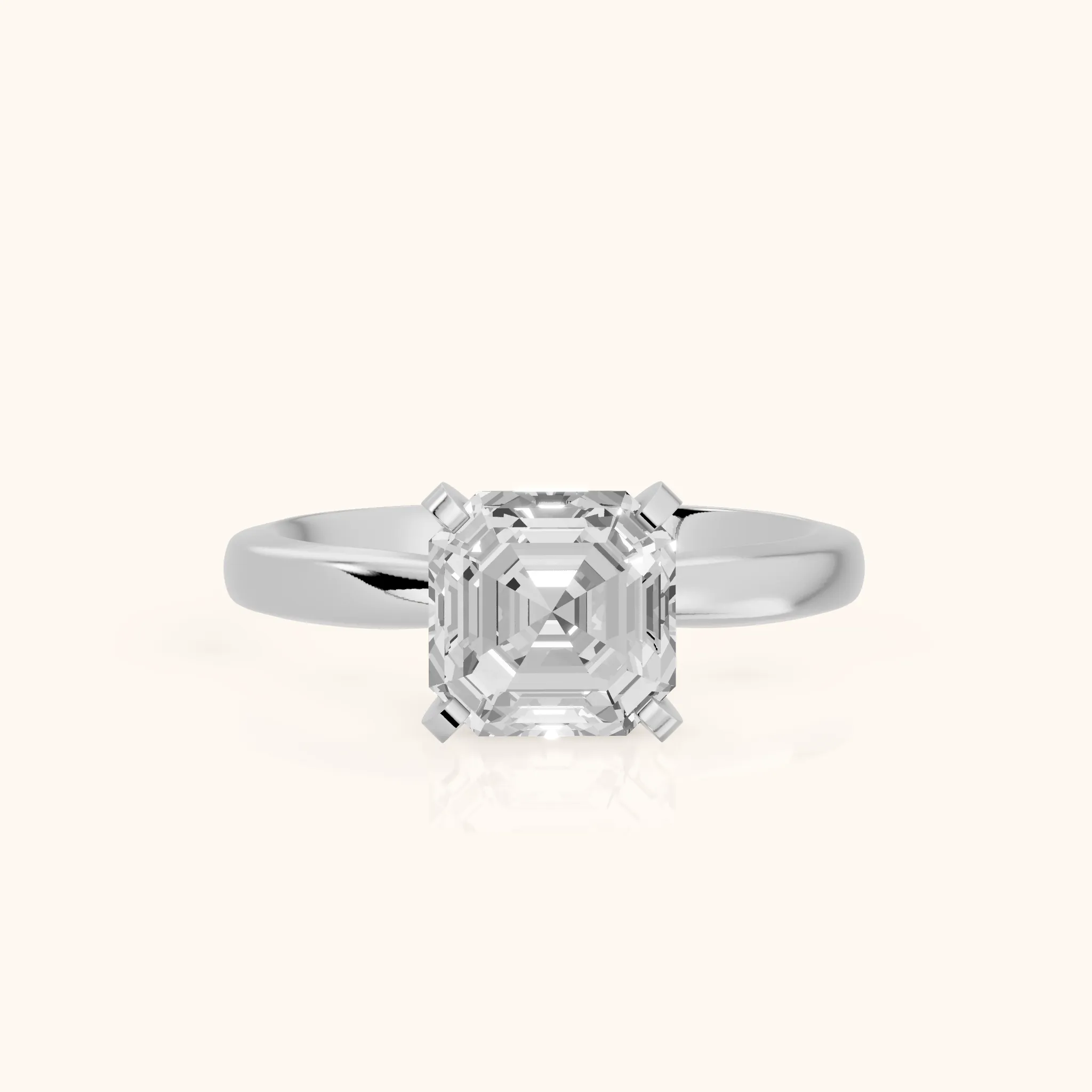Tamsin Solitaire Knife Edge Asscher Diamond Engagement Ring in Silver — view 1