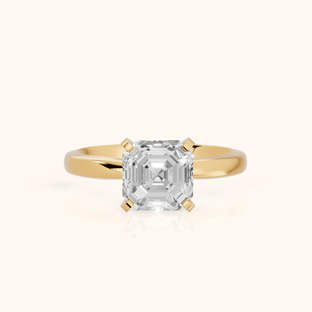 Tamsin Solitaire Knife Edge Asscher Diamond Engagement Ring in Yellow Gold — view 2