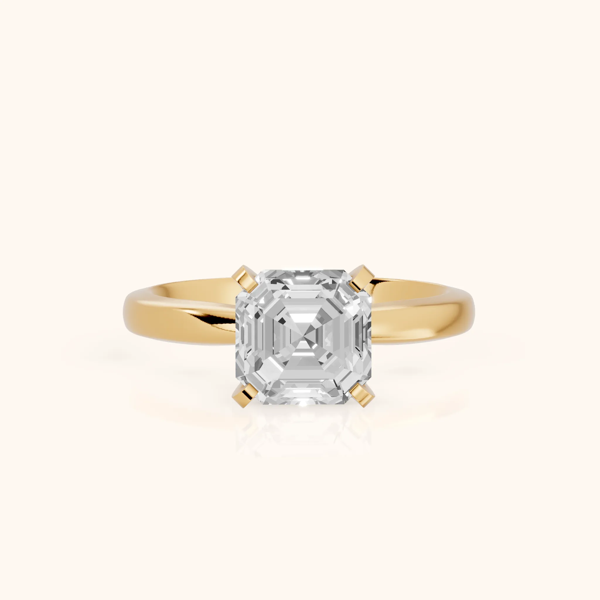 Tamsin Solitaire Knife Edge Asscher Diamond Engagement Ring in Yellow Gold — view 1