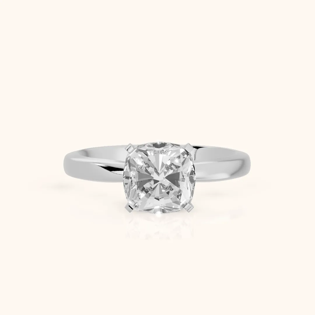 Tamsin Solitaire Knife Edge Cushion Diamond Engagement Ring in Silver — view 2