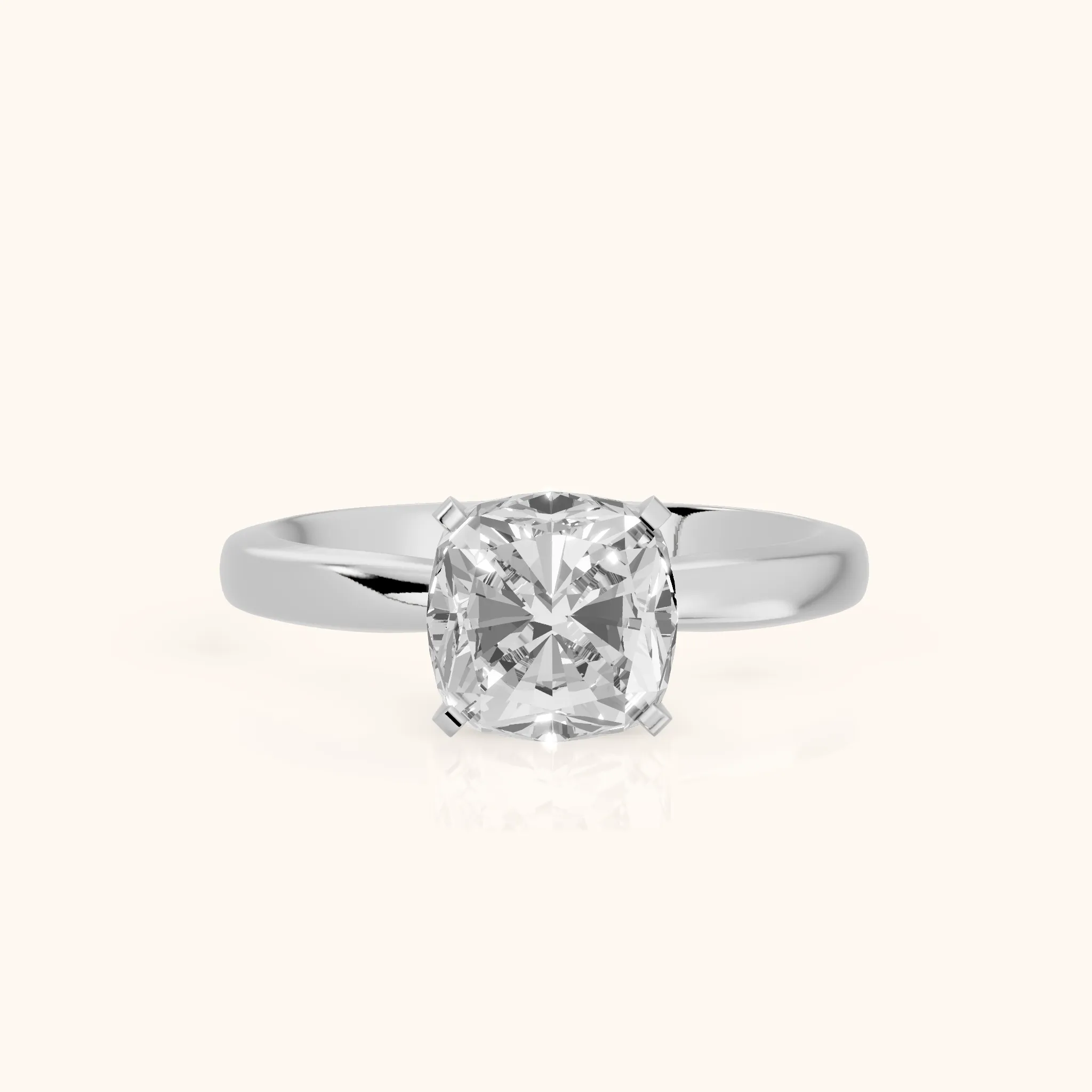 Tamsin Solitaire Knife Edge Cushion Diamond Engagement Ring in Silver — view 1