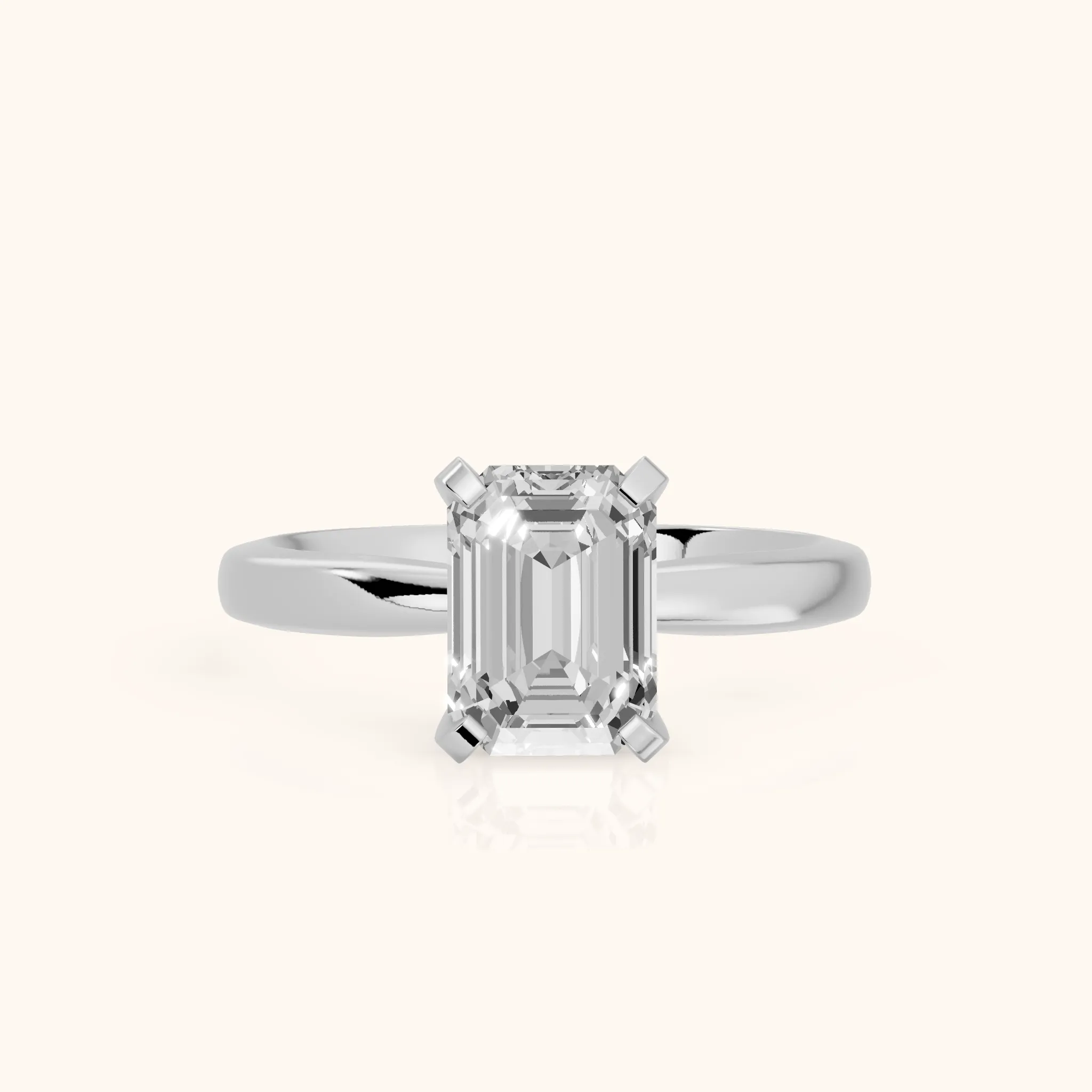 Tamsin Solitaire Knife Edge Emerald Diamond Engagement Ring in White Gold — view 1