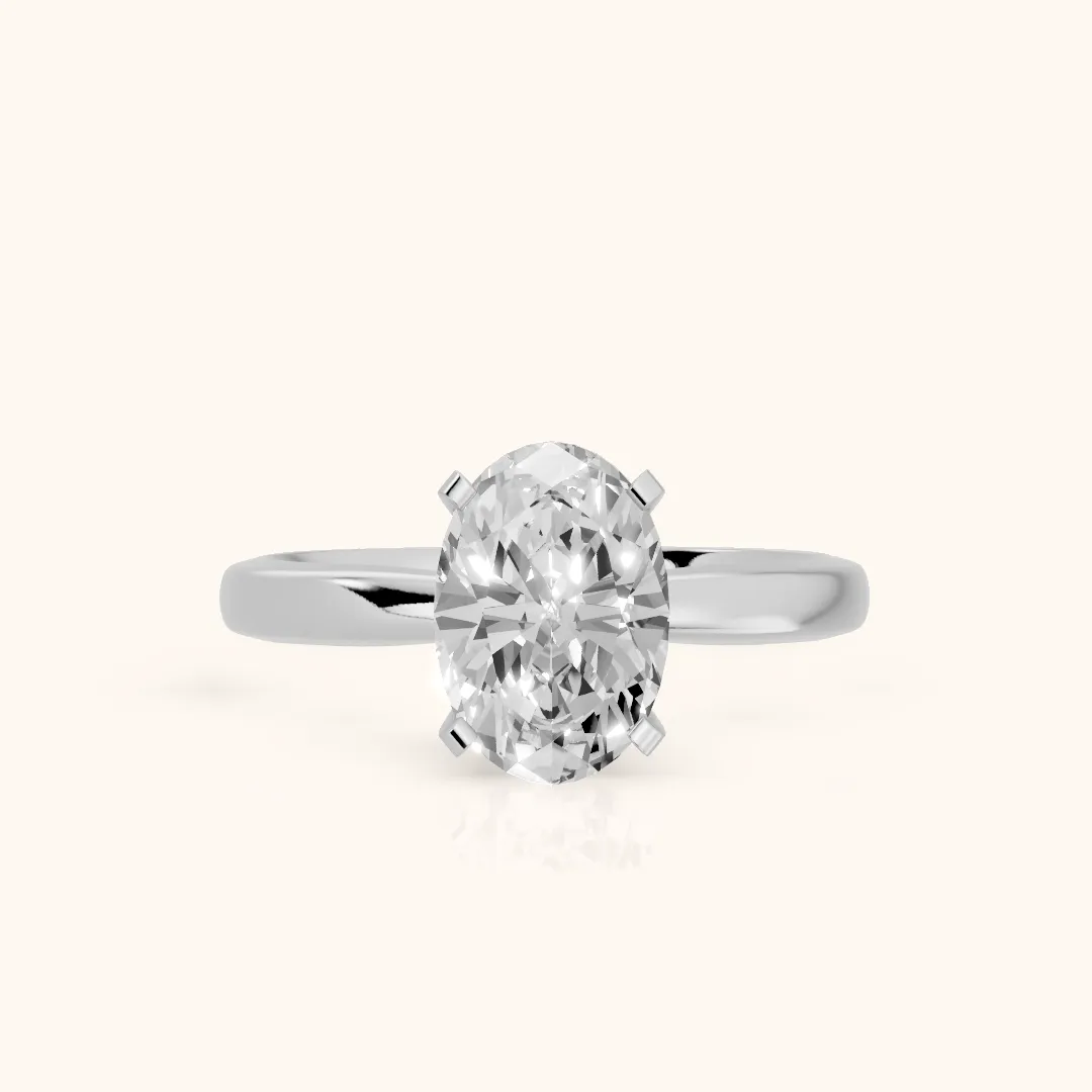 Tamsin Solitaire Knife Edge Oval Diamond Engagement Ring in White Gold — view 2