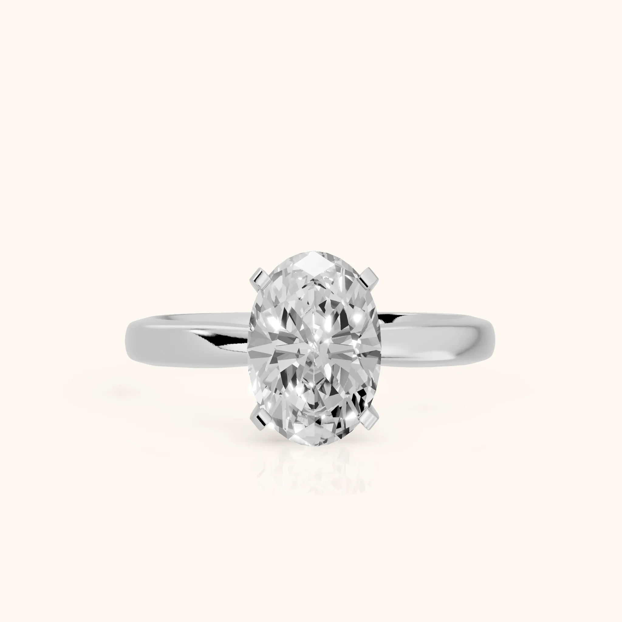 Tamsin Solitaire Knife Edge Oval Diamond Engagement Ring in White Gold — view 1