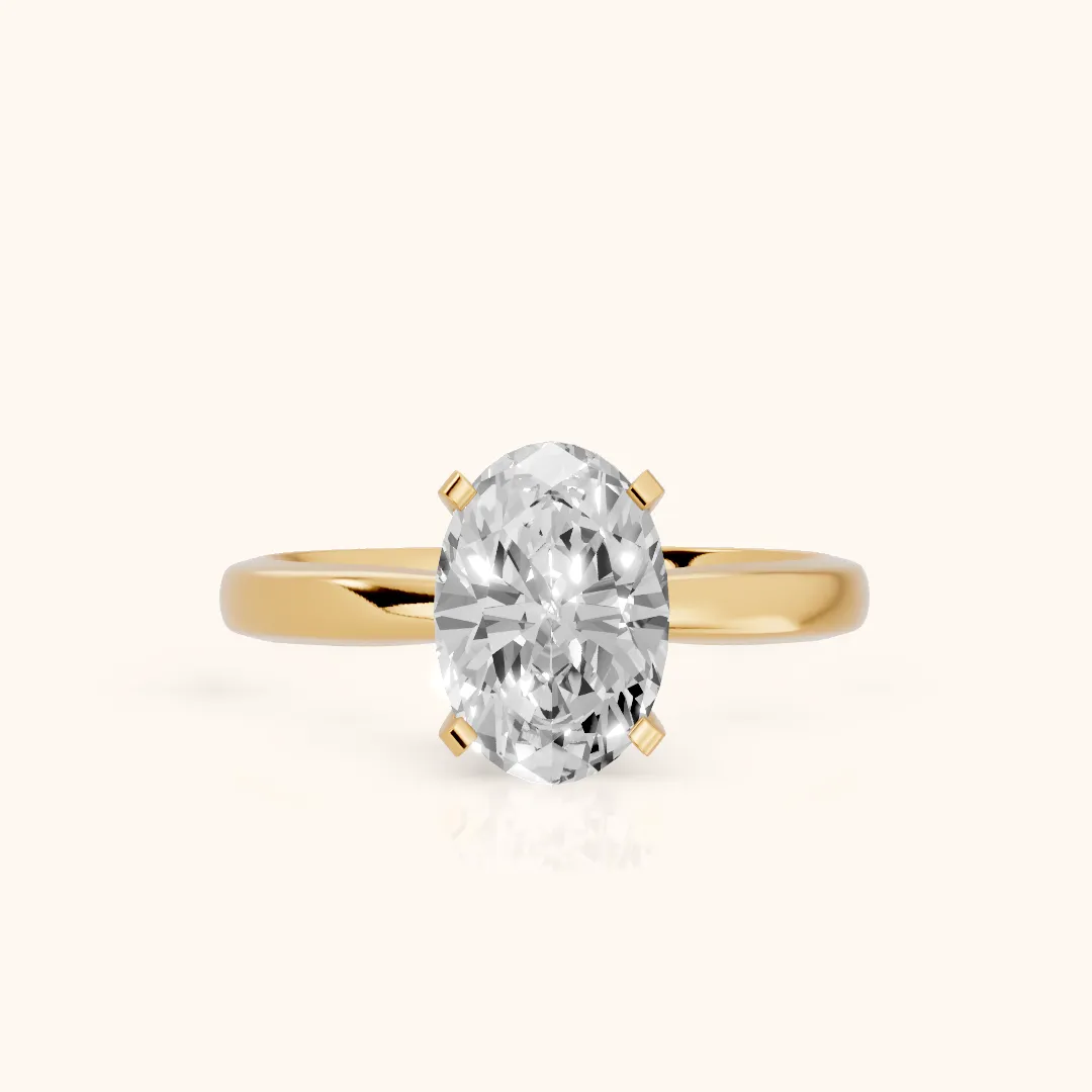 Tamsin Solitaire Knife Edge Oval Diamond Engagement Ring in Yellow Gold — view 2