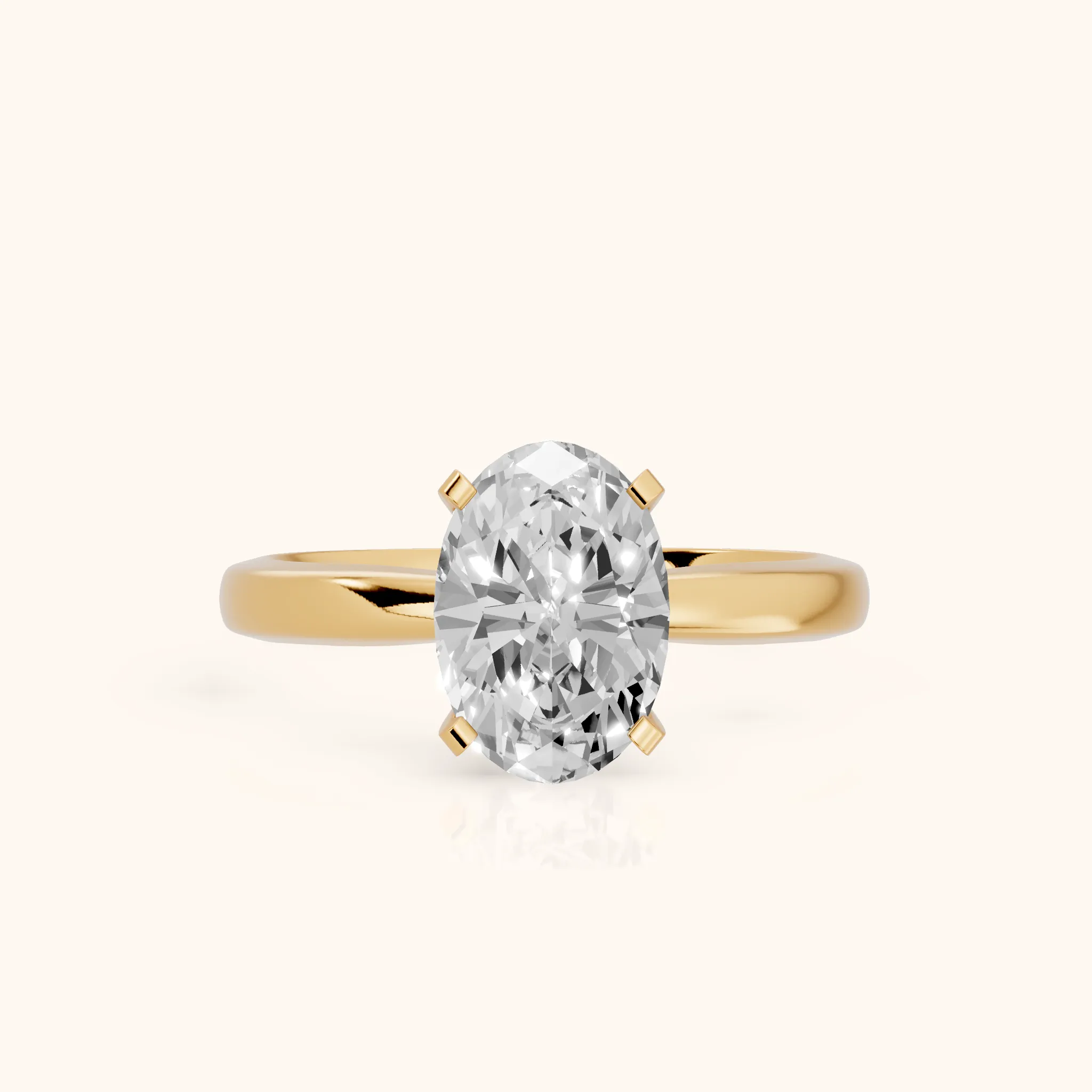 Tamsin Solitaire Knife Edge Oval Diamond Engagement Ring in Yellow Gold — view 1