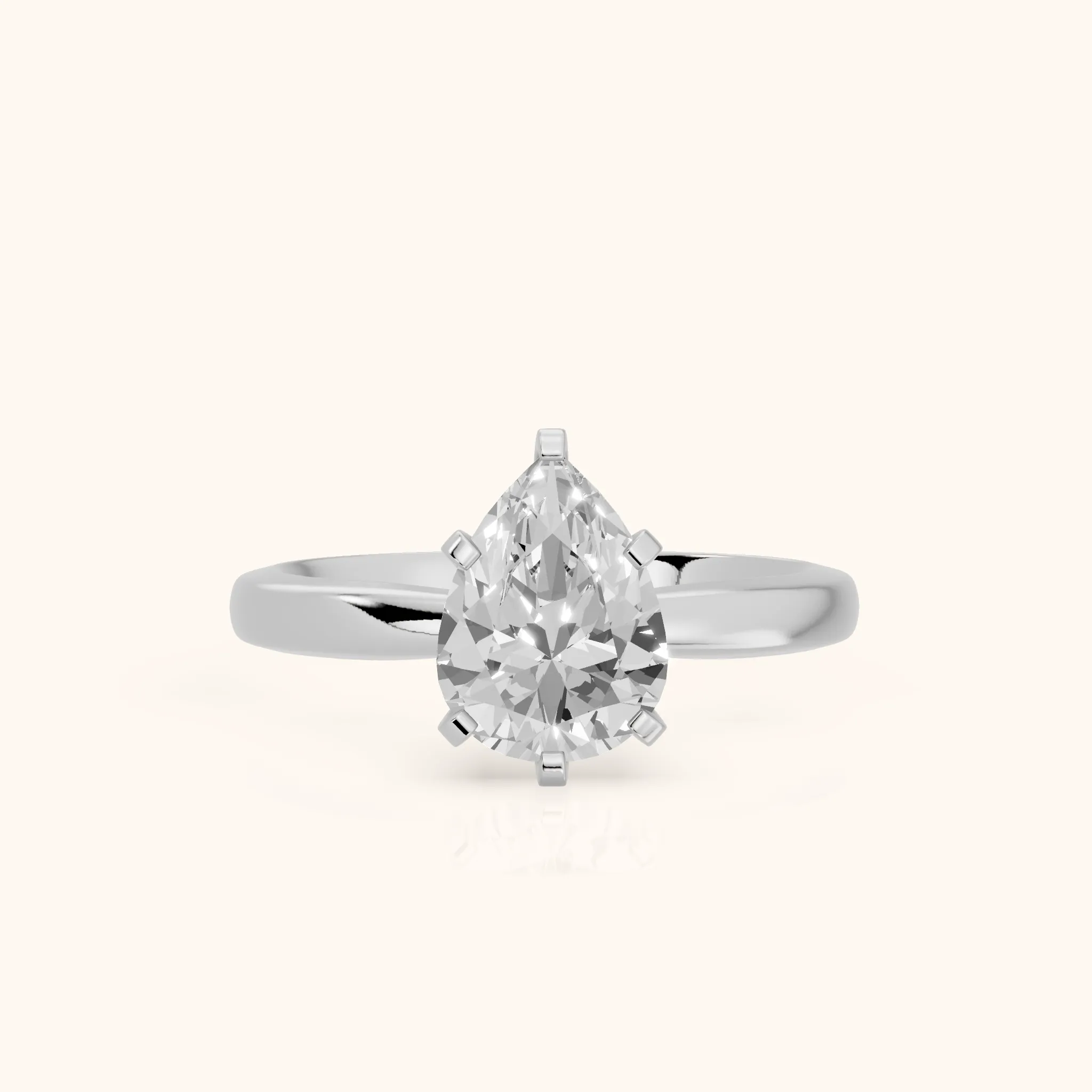 Tamsin Solitaire Knife Edge Pear Diamond Engagement Ring in Silver — view 1