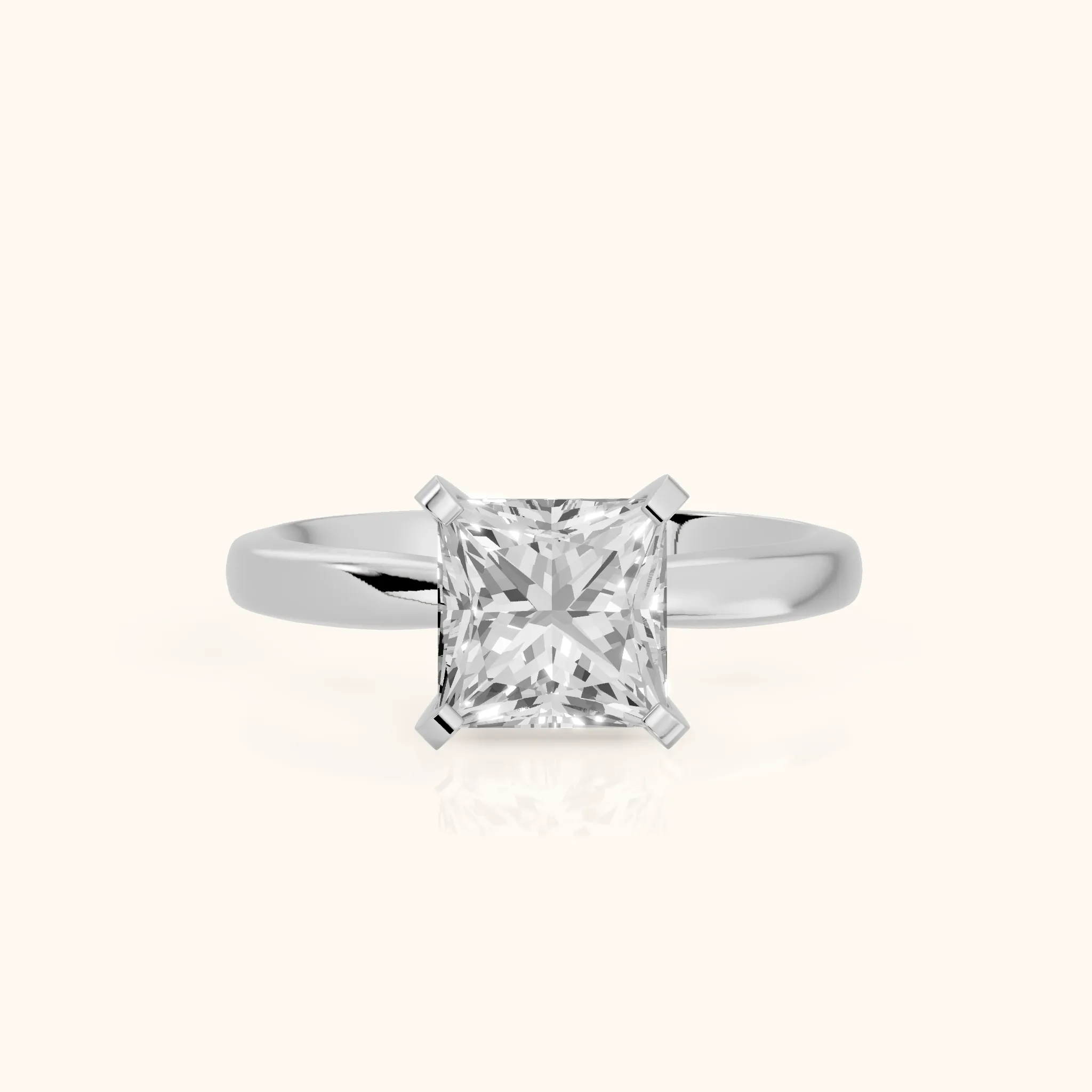 Tamsin Solitaire Knife Edge Princess Diamond Engagement Ring in White Gold — view 1