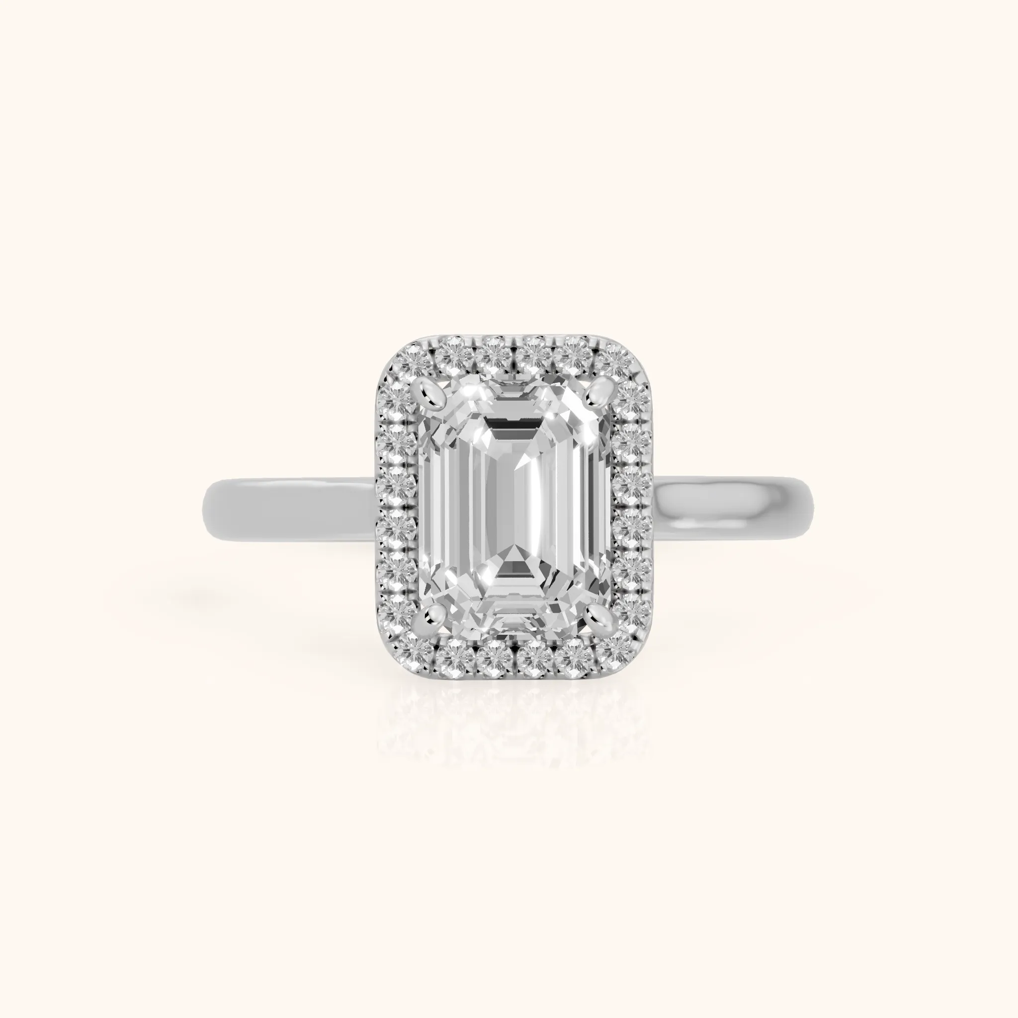 Clover Halo Cathedral Emerald Diamond Engagement Ring in Platinum — view 1