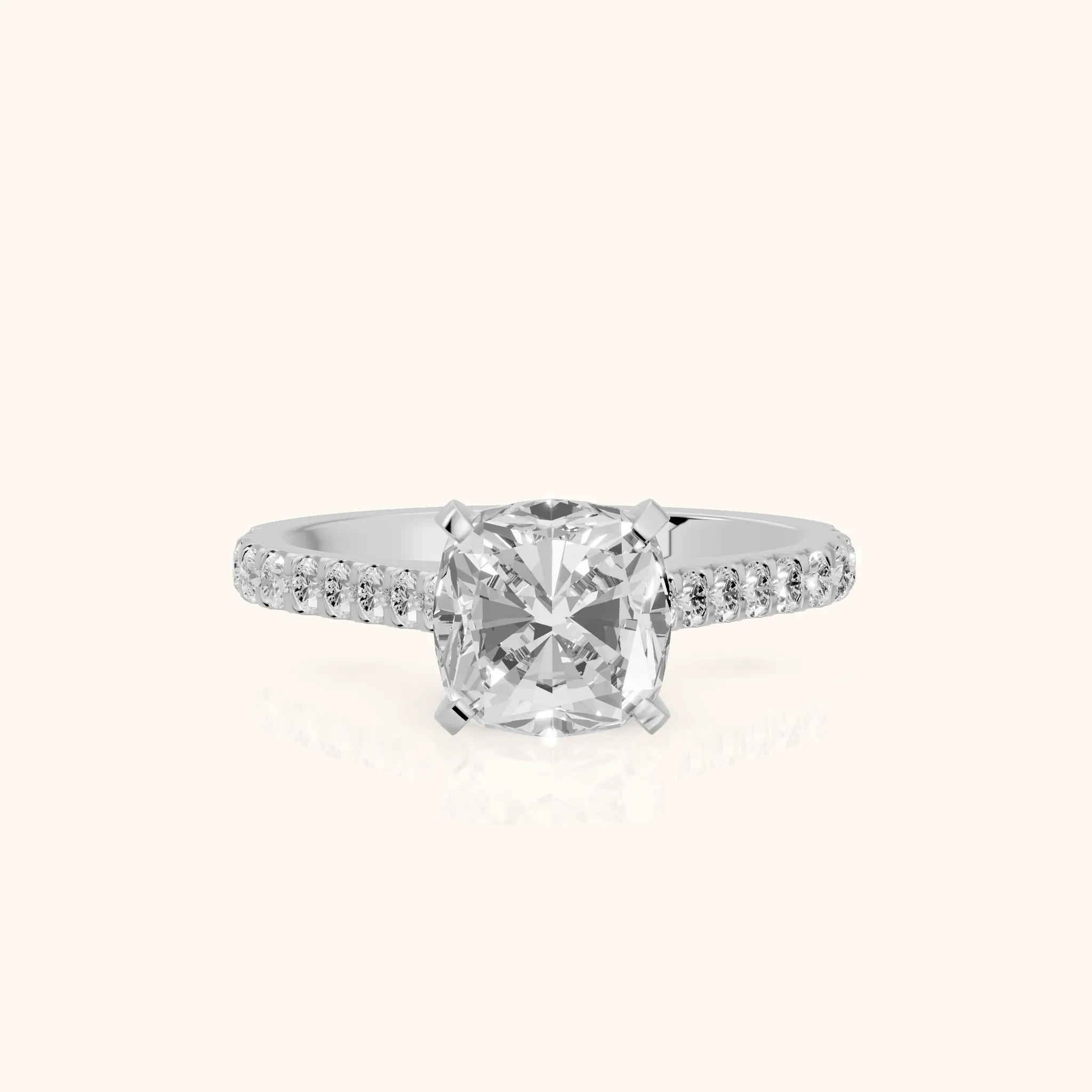 Elsa Cathedral Pavé Cushion Diamond Engagement Ring in Silver — view 1