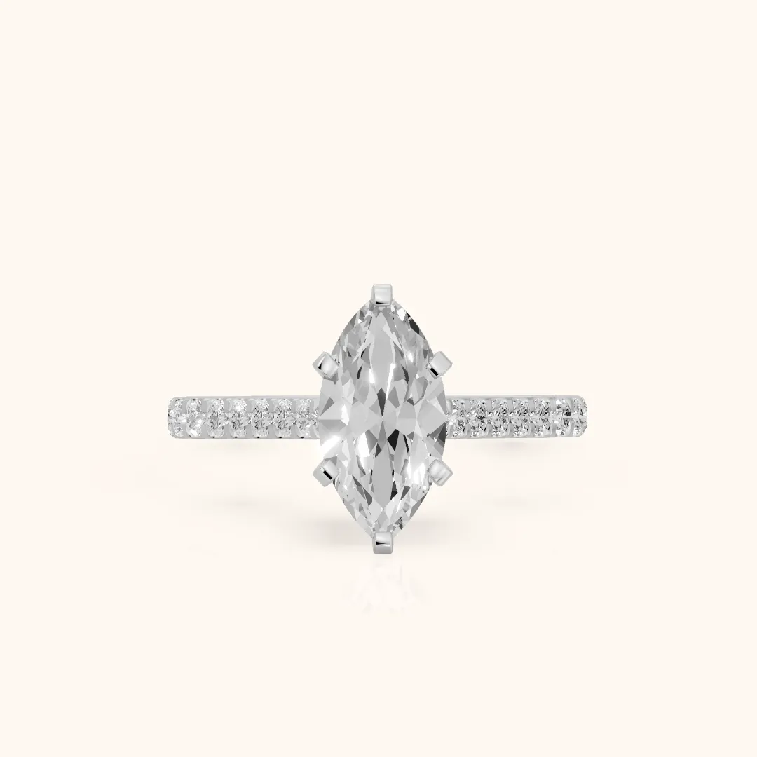 Elsa Cathedral Pavé Marquise Diamond Engagement Ring in Silver — view 2
