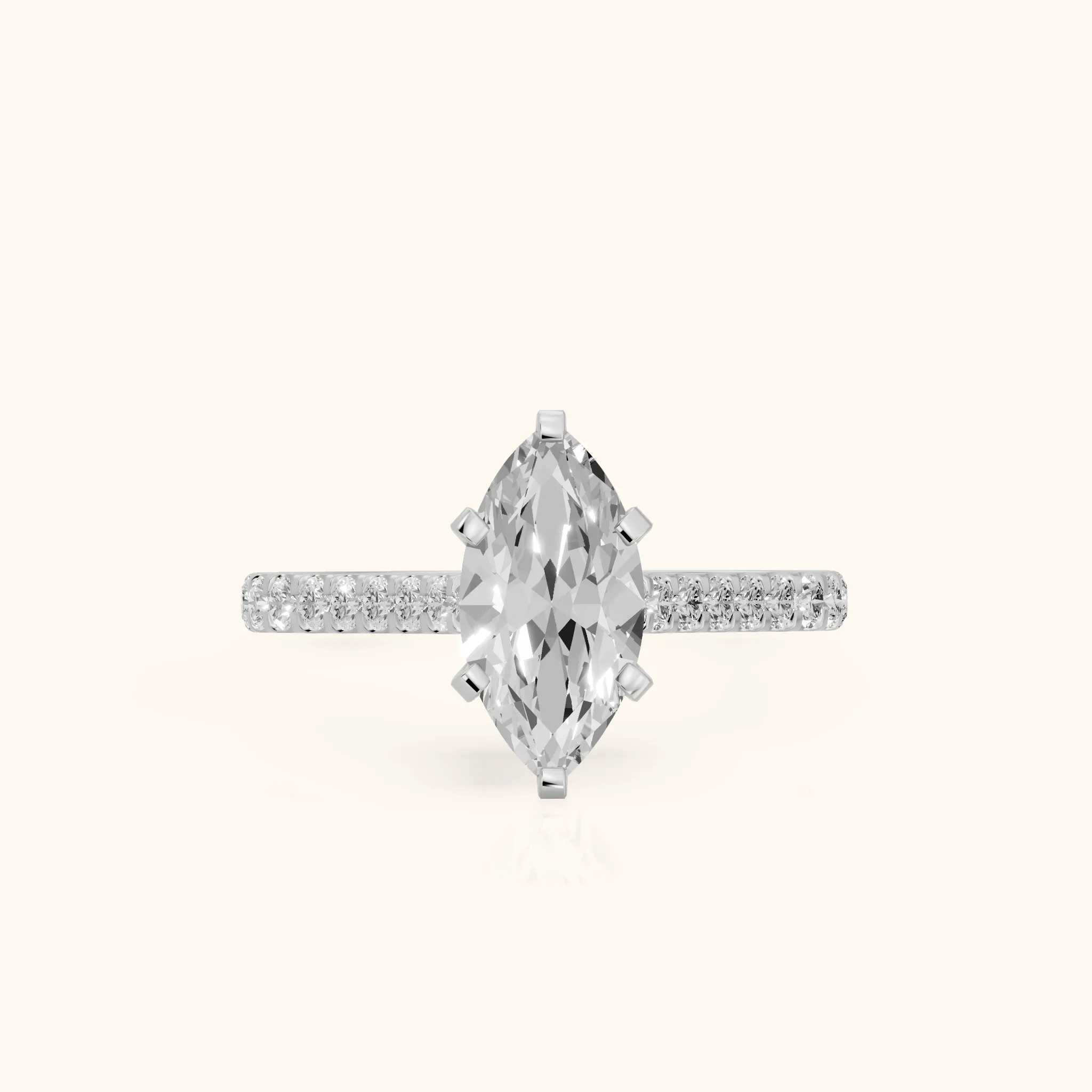 Elsa Cathedral Pavé Marquise Diamond Engagement Ring in Silver — view 1