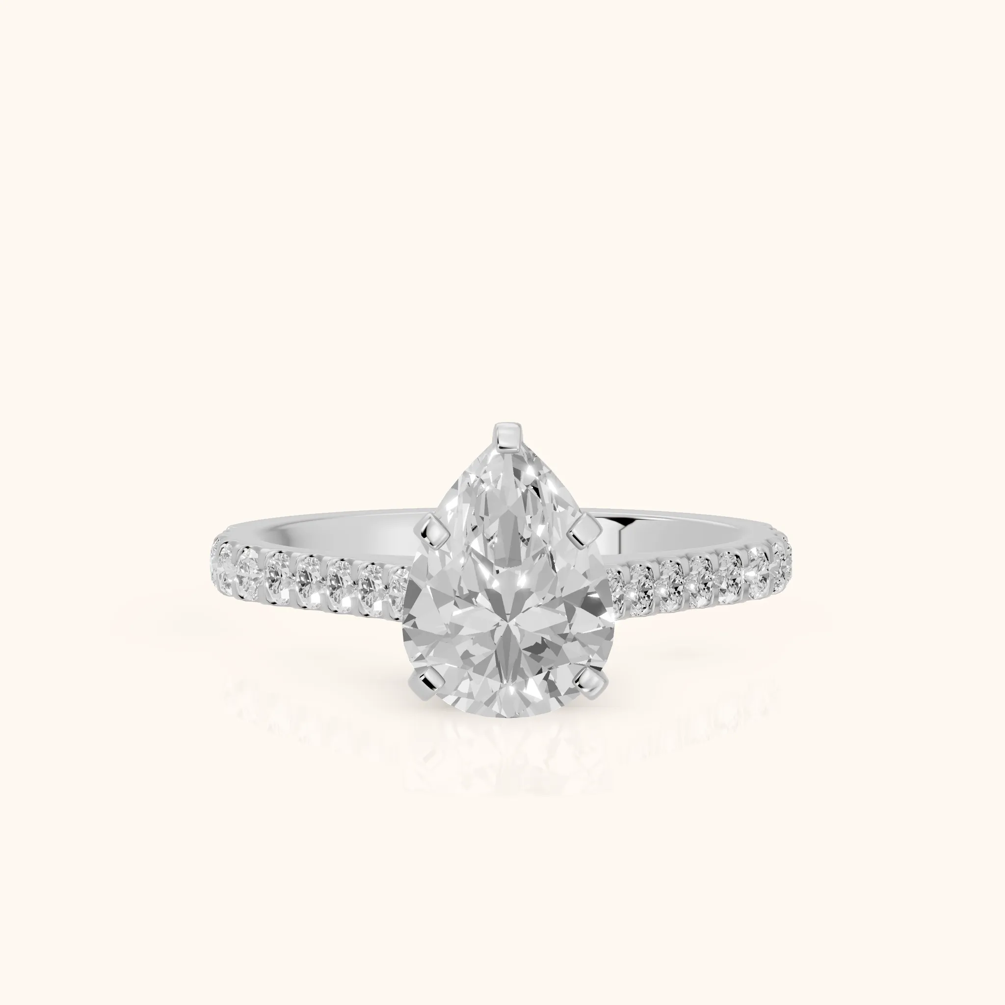 Elsa Cathedral Pavé Pear Diamond Engagement Ring in Silver — view 1