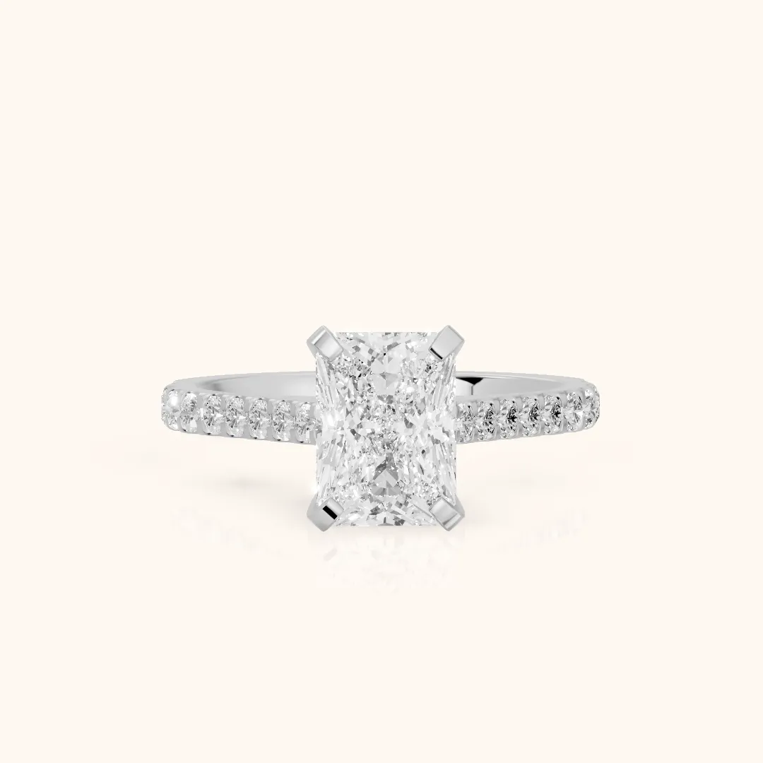 Elsa Cathedral Pavé Radiant Diamond Engagement Ring in Silver — view 2