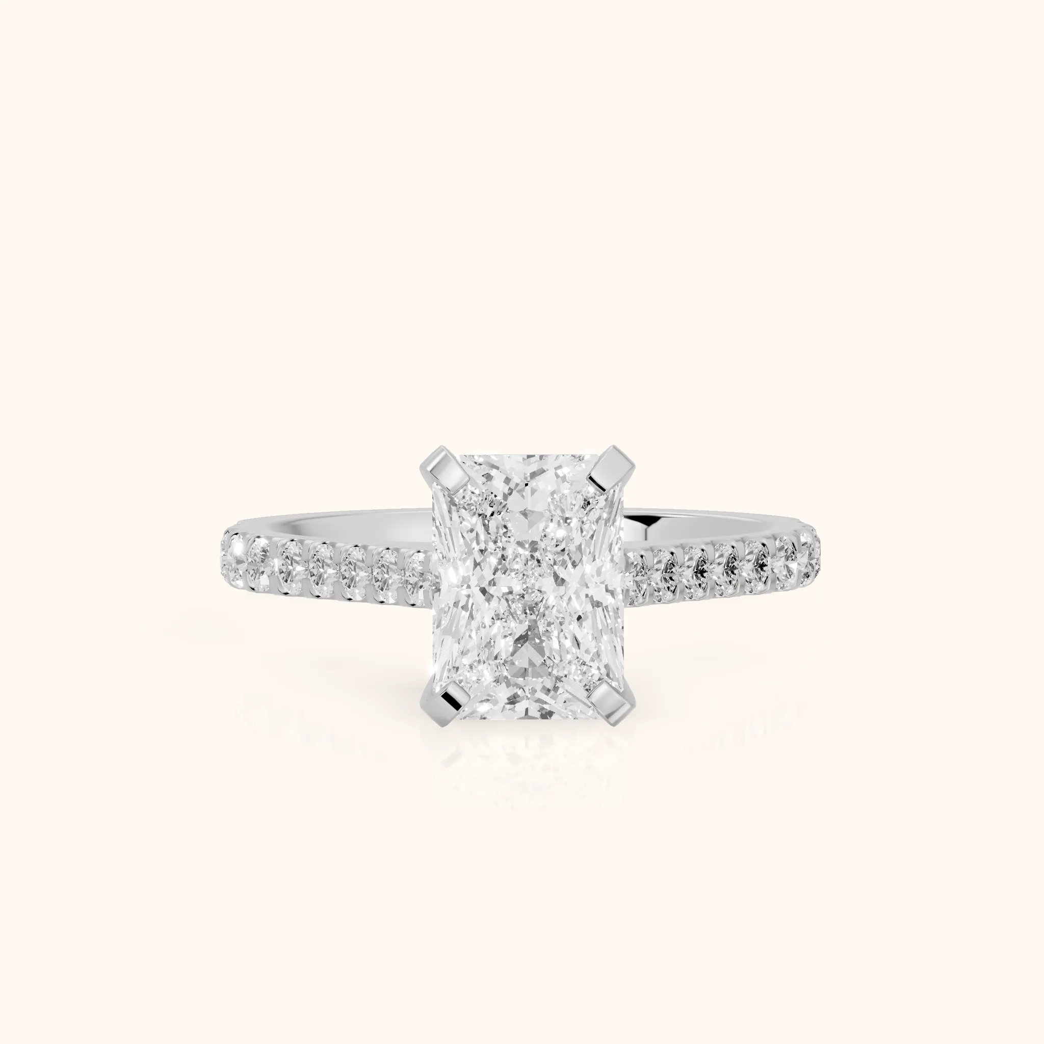 Elsa Cathedral Pavé Radiant Diamond Engagement Ring in Silver — view 1
