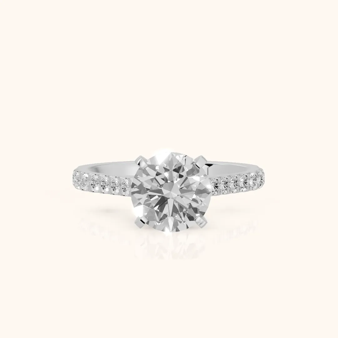 Elsa Cathedral Pavé Round Diamond Engagement Ring in Silver — view 2