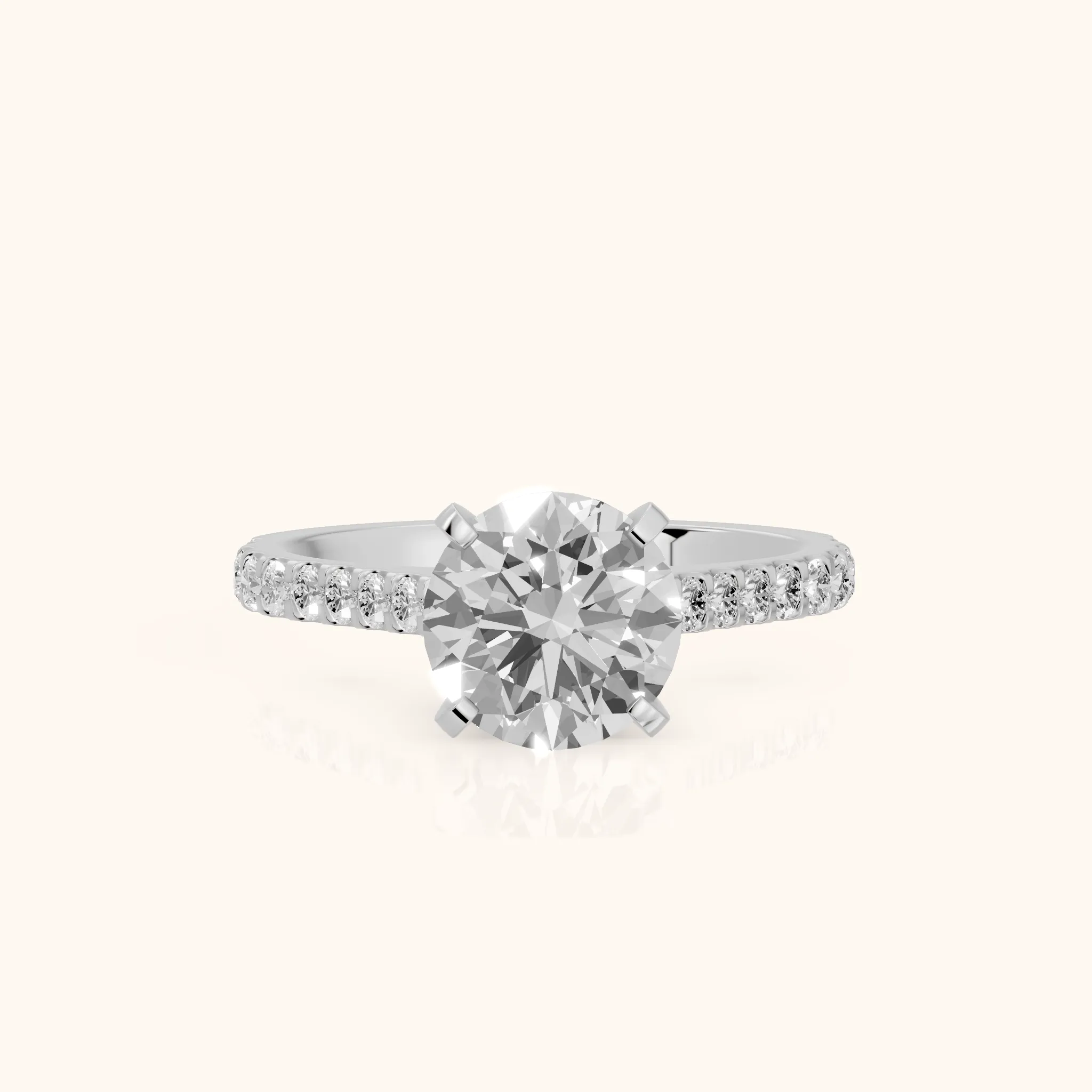 Elsa Cathedral Pavé Round Diamond Engagement Ring in Silver — view 1