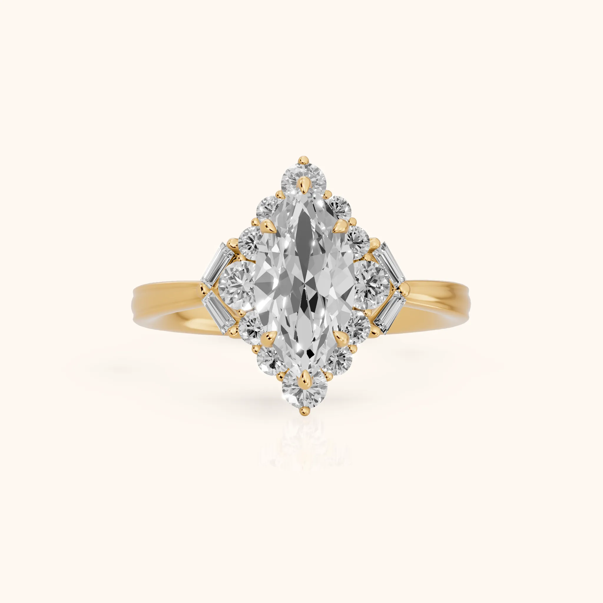 Lyla Deco Halo Marquise Diamond Engagement Ring in Yellow Gold — view 1