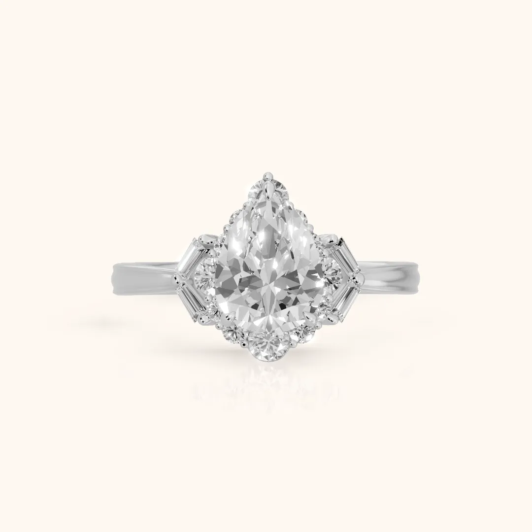 Lyla Deco Halo Pear Diamond Engagement Ring in Platinum — view 2