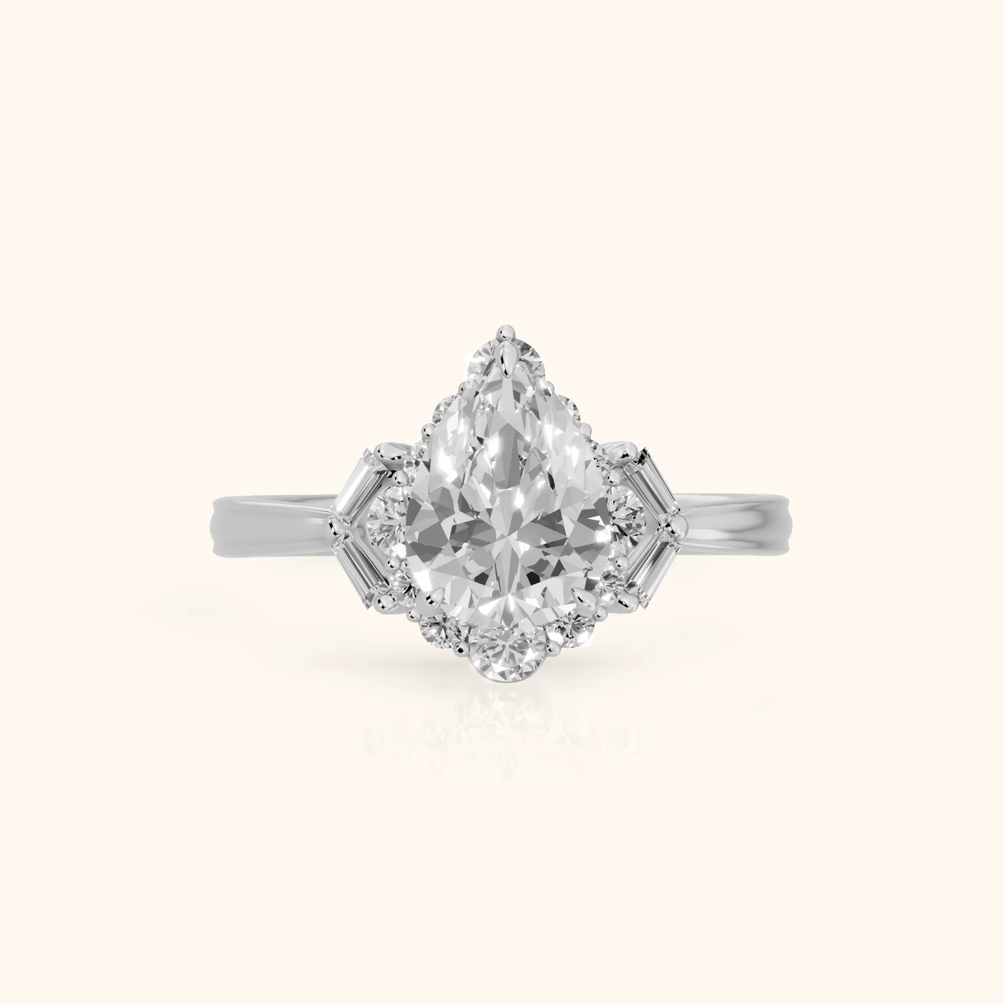 Lyla Deco Halo Pear Diamond Engagement Ring in Platinum — view 1