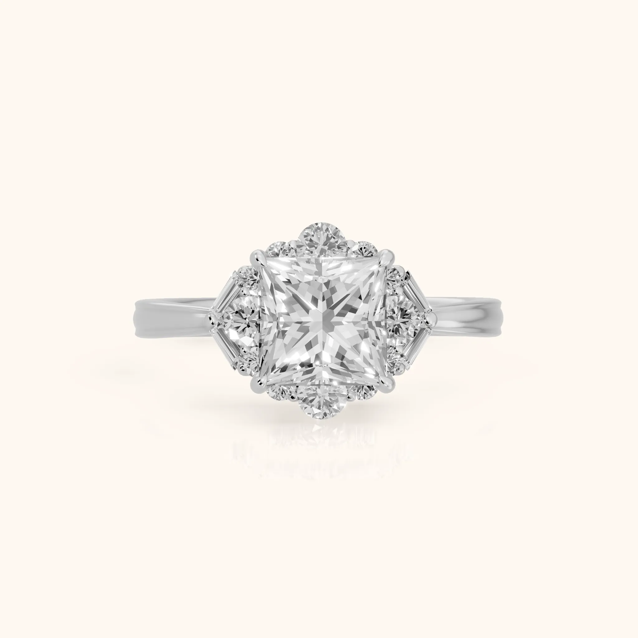 Lyla Deco Halo Princess Diamond Engagement Ring in White Gold — view 1