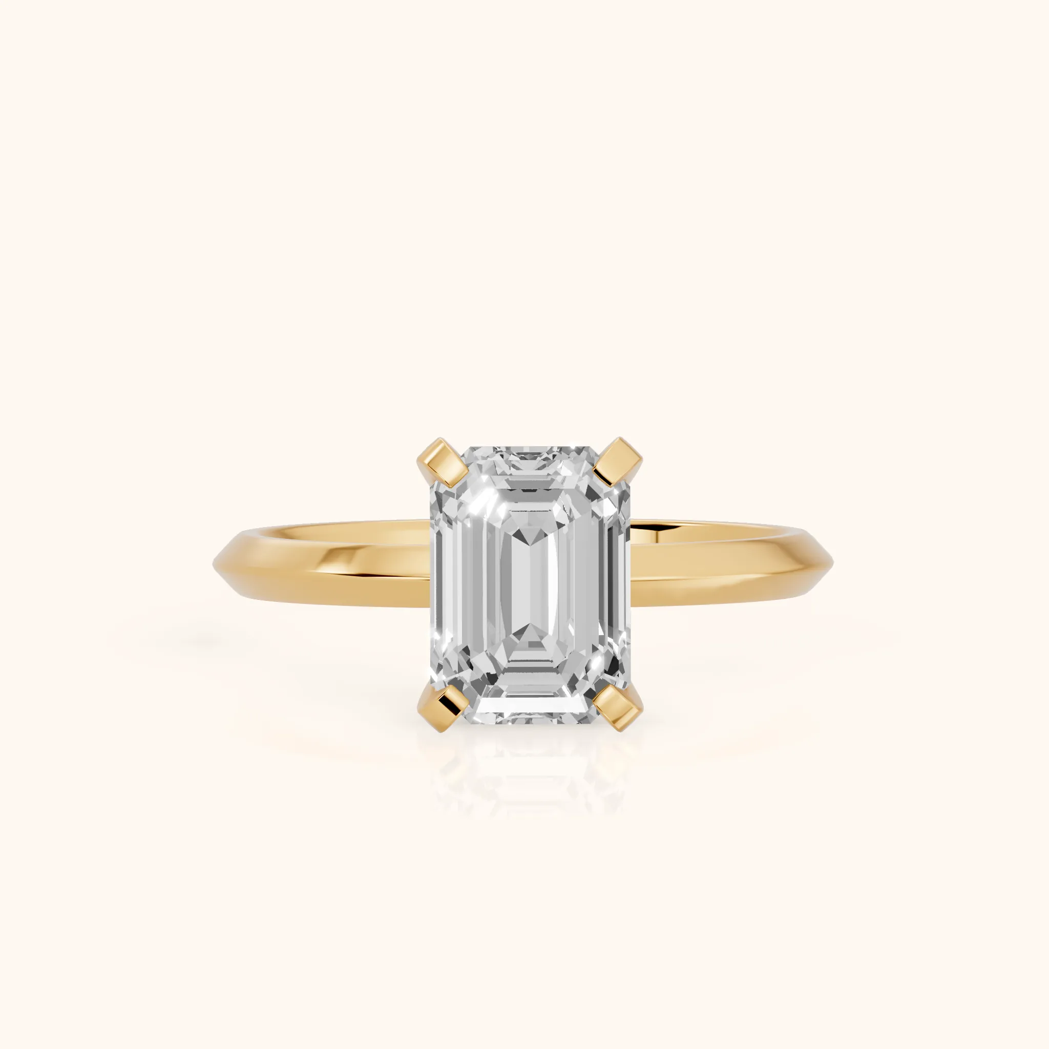 Verity Solitaire Knife Edge Emerald Diamond Engagement Ring in Yellow Gold — view 1