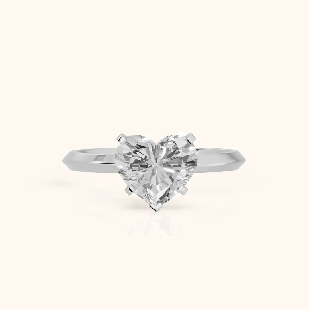 Verity Solitaire Knife Edge Heart Diamond Engagement Ring in Silver — view 2
