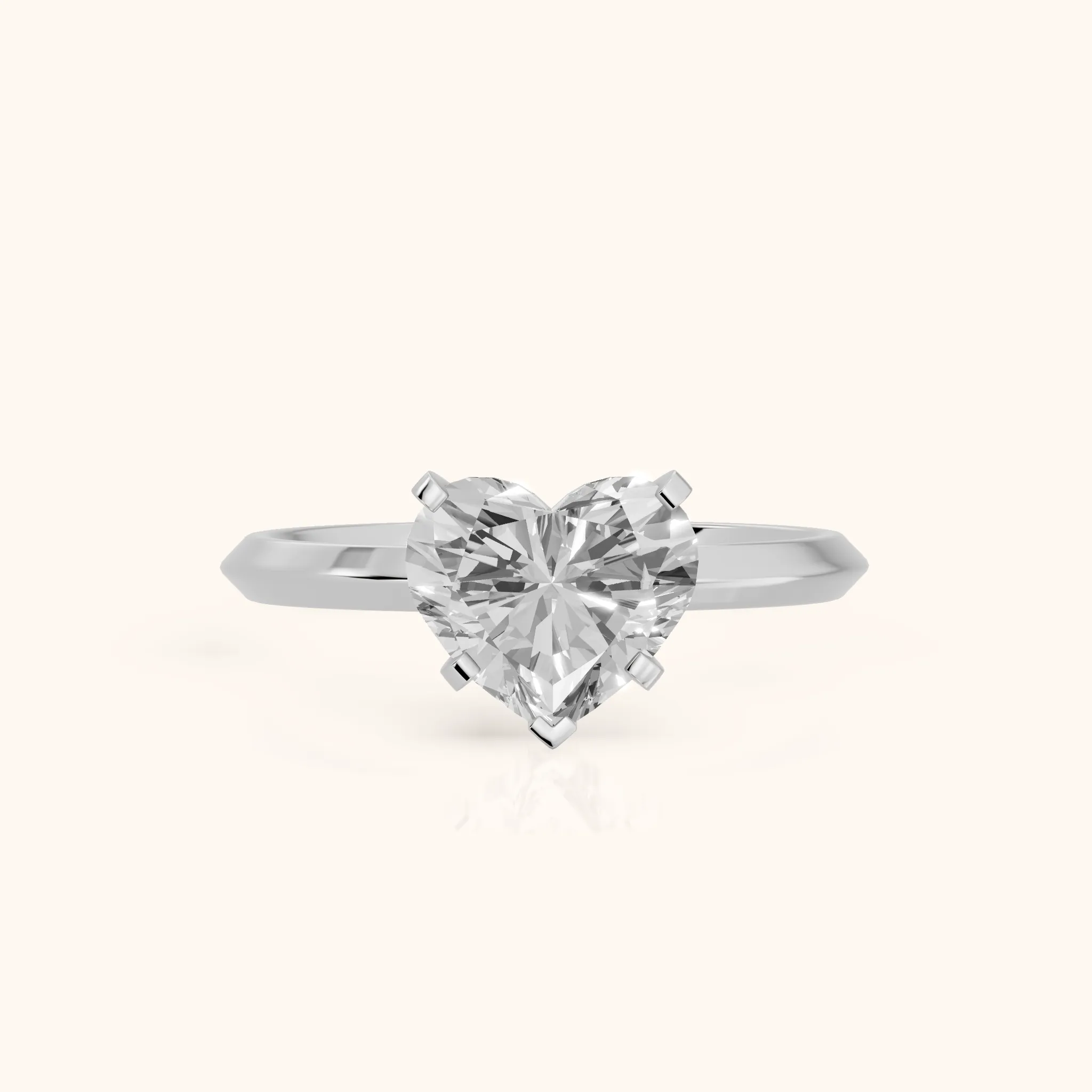 Verity Solitaire Knife Edge Heart Diamond Engagement Ring in Silver — view 1