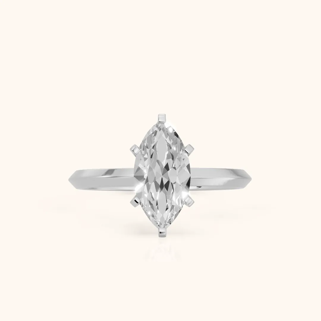 Verity Solitaire Knife Edge Marquise Diamond Engagement Ring in Silver — view 2