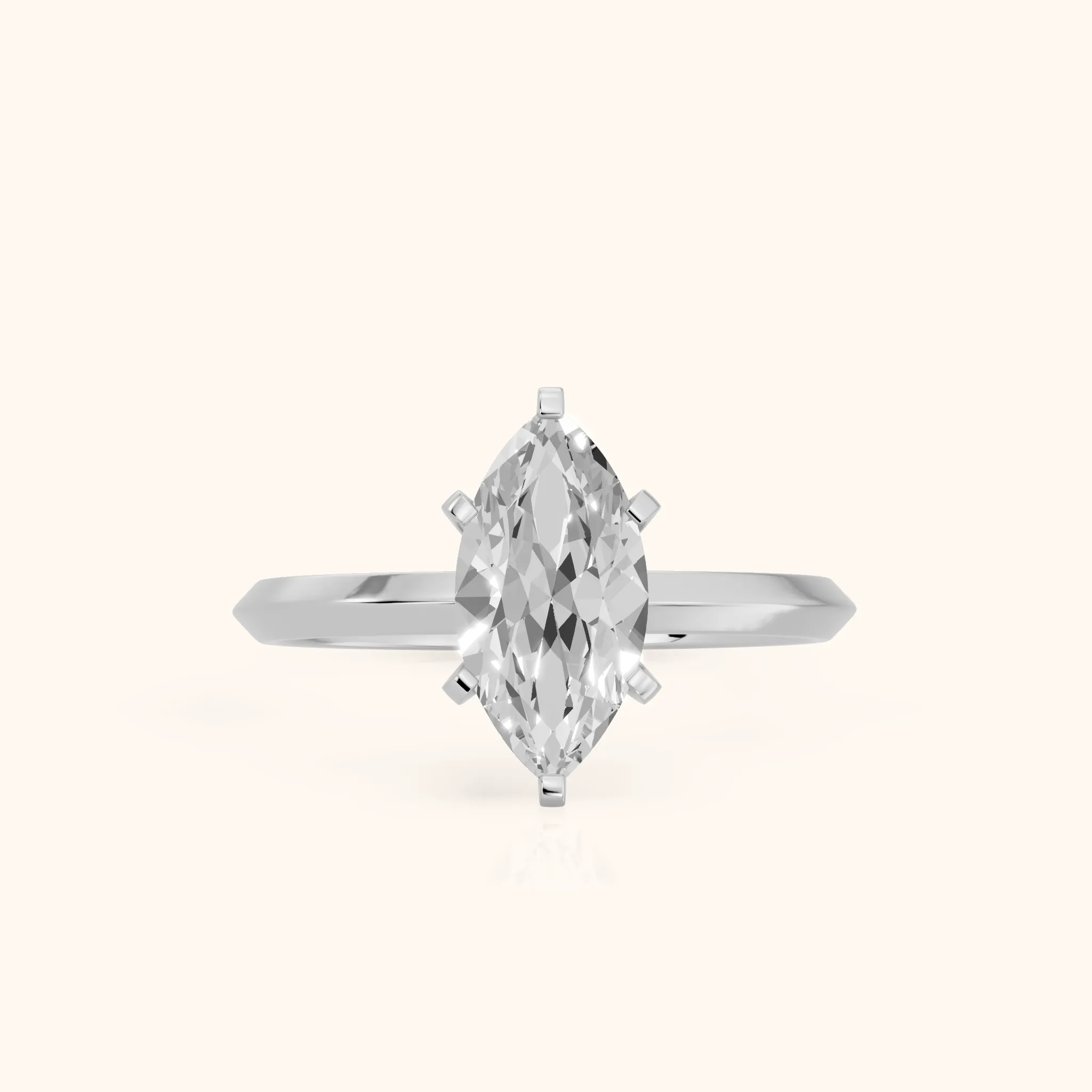 Verity Solitaire Knife Edge Marquise Diamond Engagement Ring in Silver — view 1