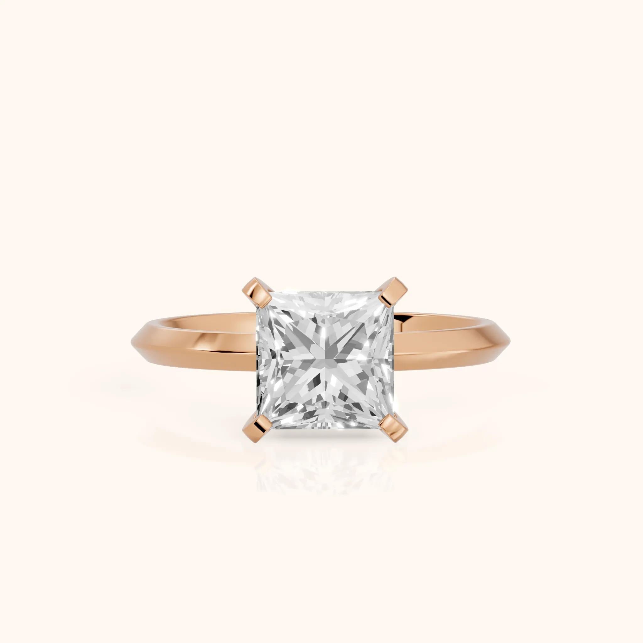 Verity Solitaire Knife Edge Princess Diamond Engagement Ring in Rose Gold — view 1