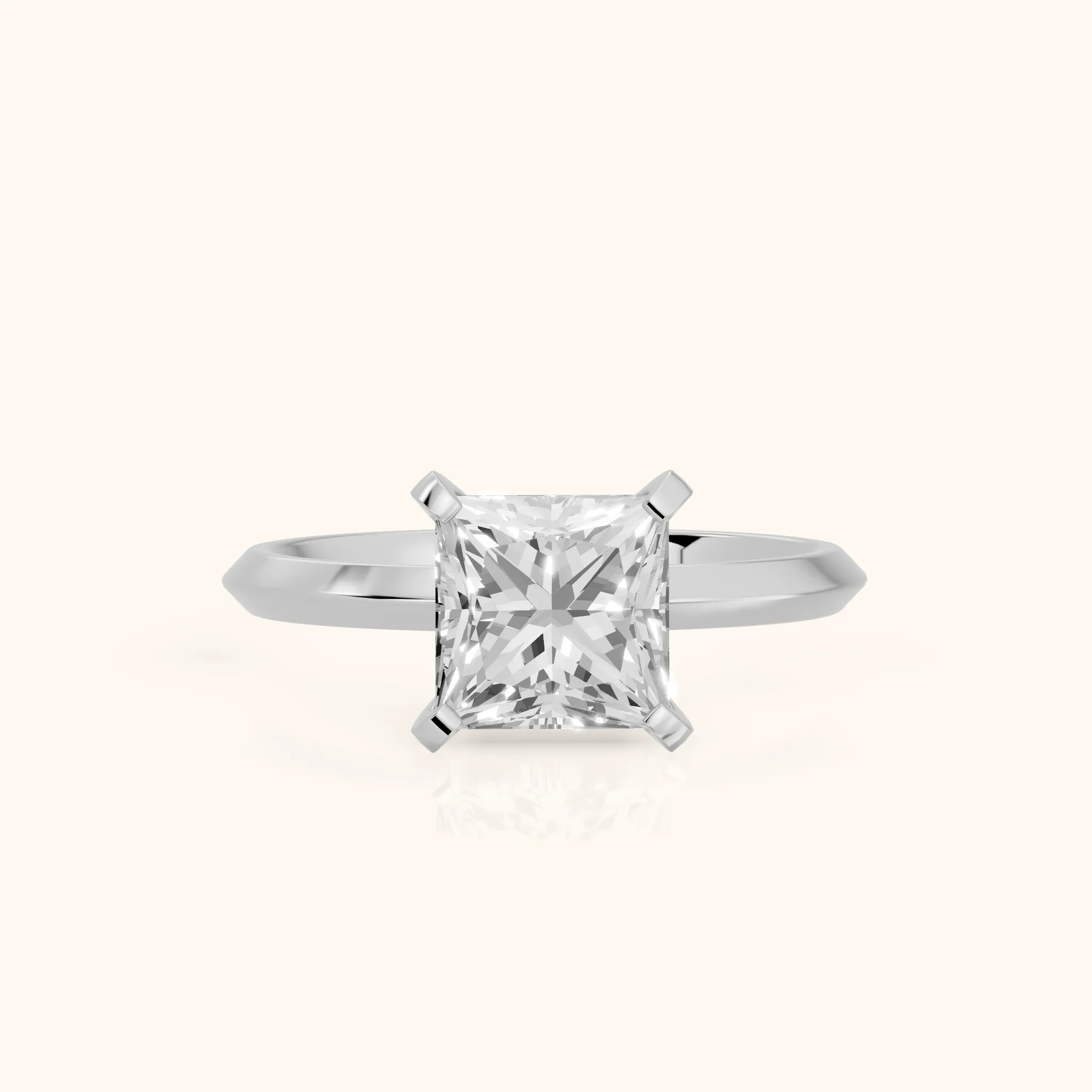 Verity Solitaire Knife Edge Princess Diamond Engagement Ring in Platinum — view 1