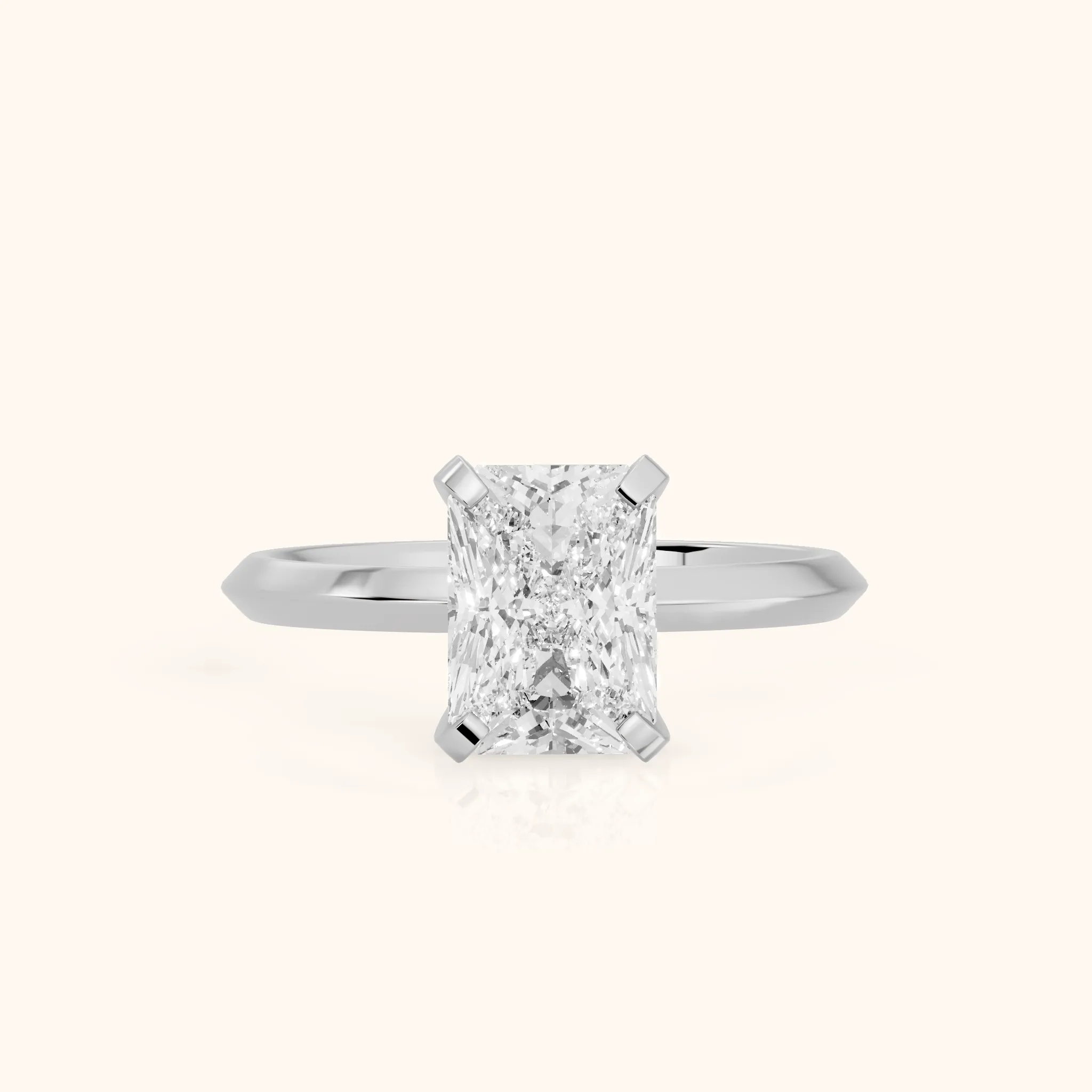 Verity Solitaire Knife Edge Radiant Diamond Engagement Ring in Platinum — view 1