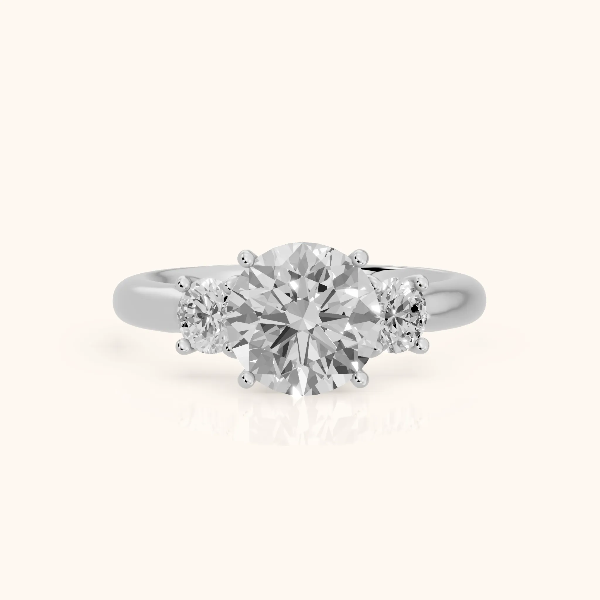Zara Three-Stone Round Diamond Engagement Ring in White Gold — view 1