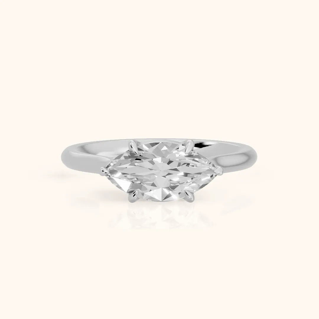 Ally East-West Solitaire Marquise Diamond Engagement Ring in Platinum — view 2