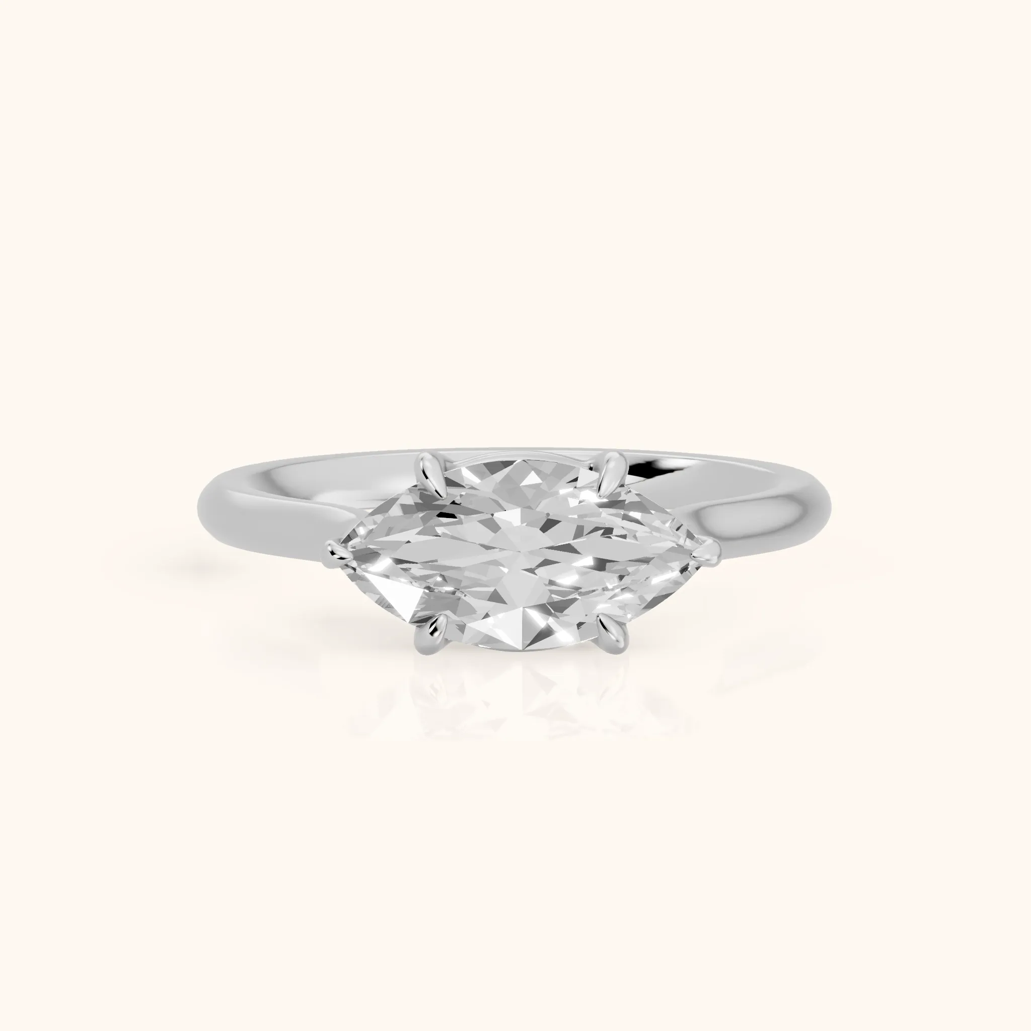 Ally East-West Solitaire Marquise Diamond Engagement Ring in Platinum — view 1