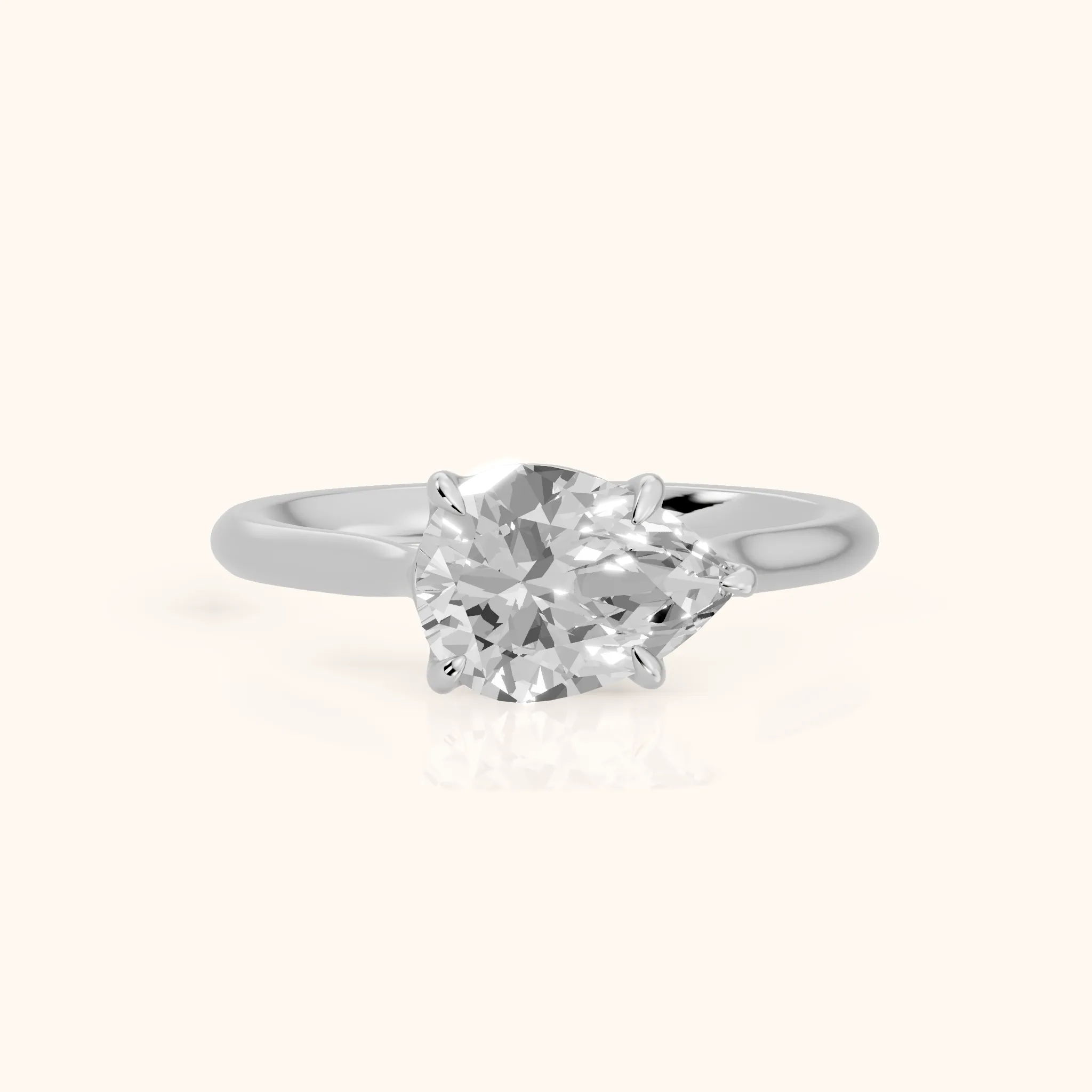 Ally East-West Solitaire Pear Diamond Engagement Ring in Platinum — view 1