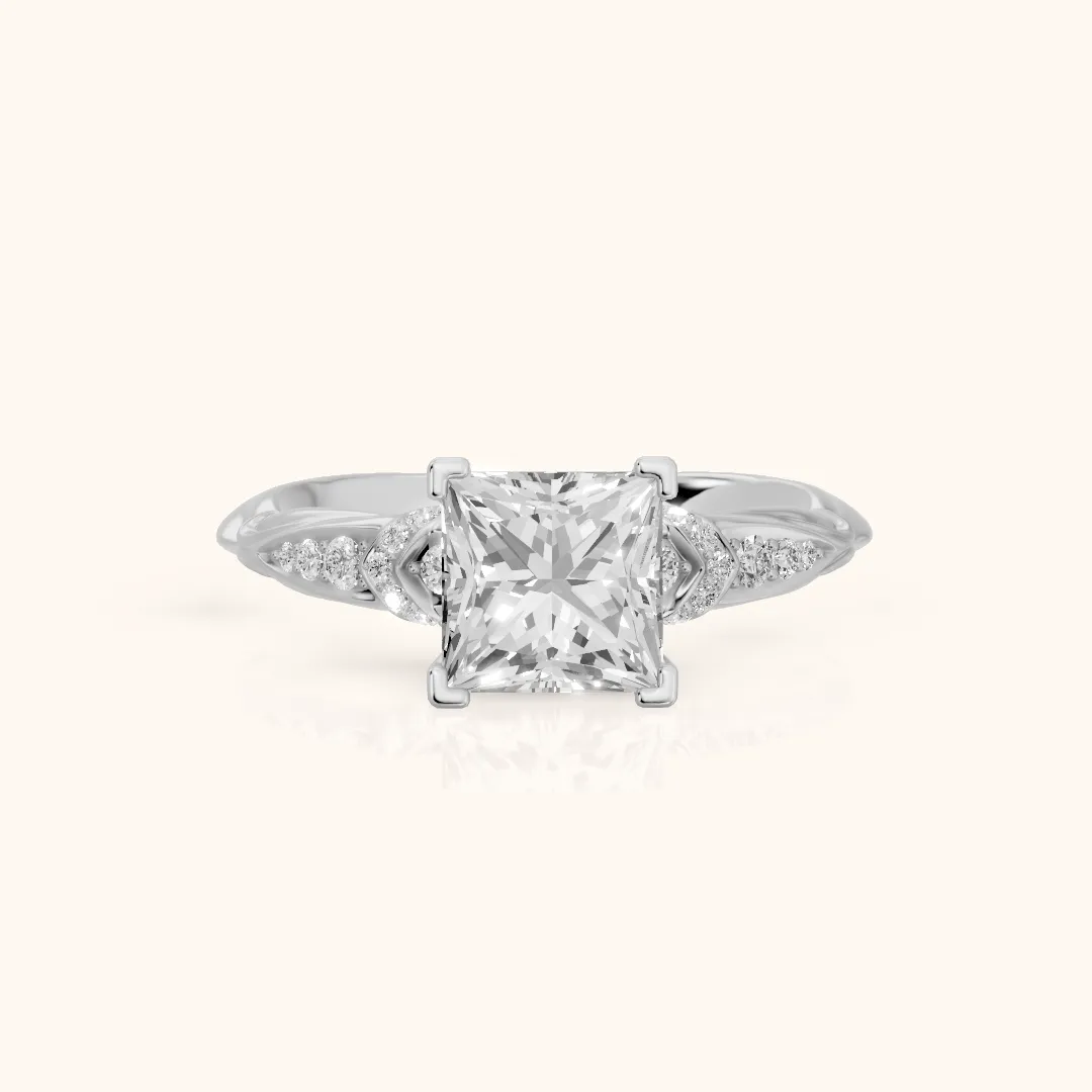 Aster Twist Pavé Princess Diamond Engagement Ring in Silver — view 2