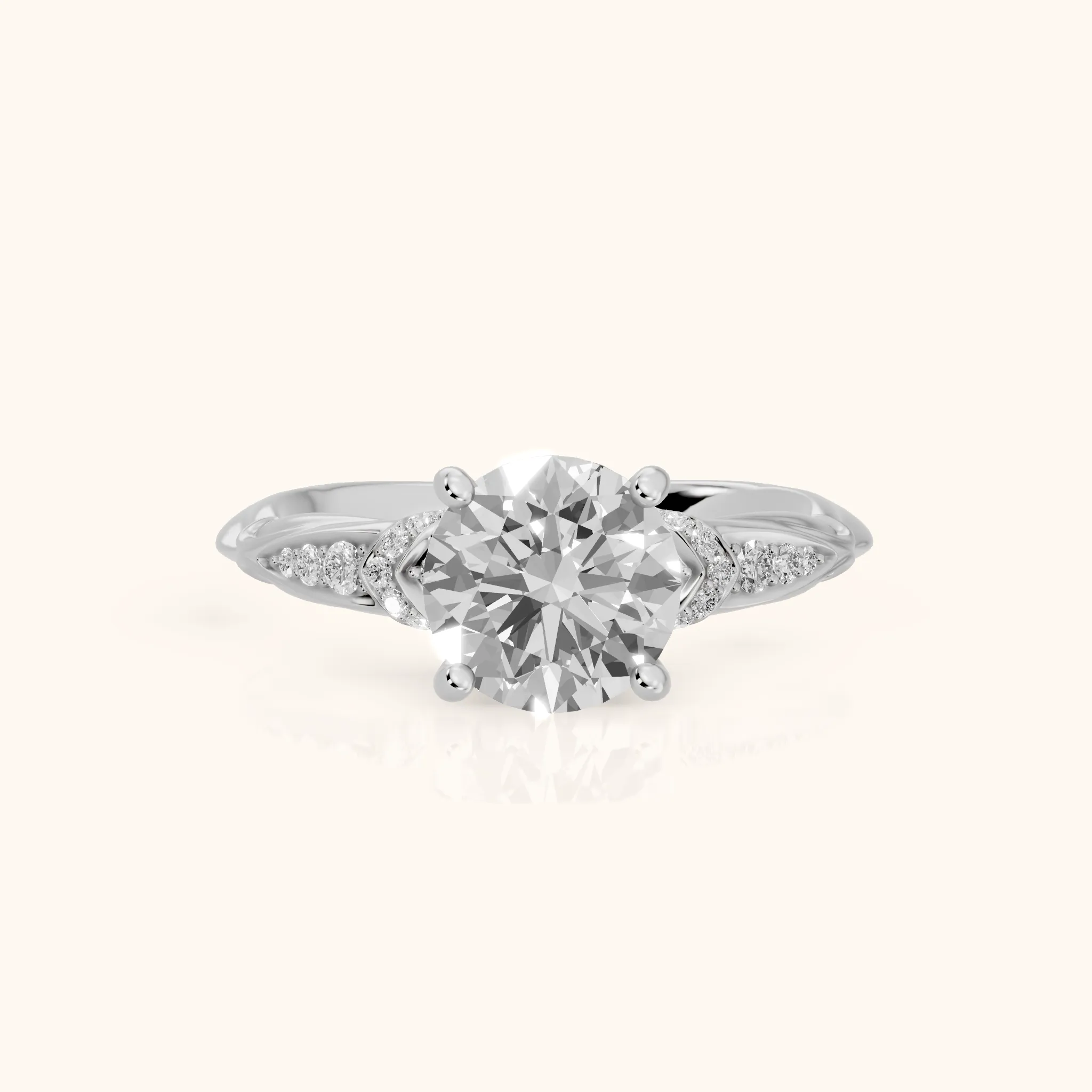 Aster Twist Pavé Round Diamond Engagement Ring in Silver — view 1