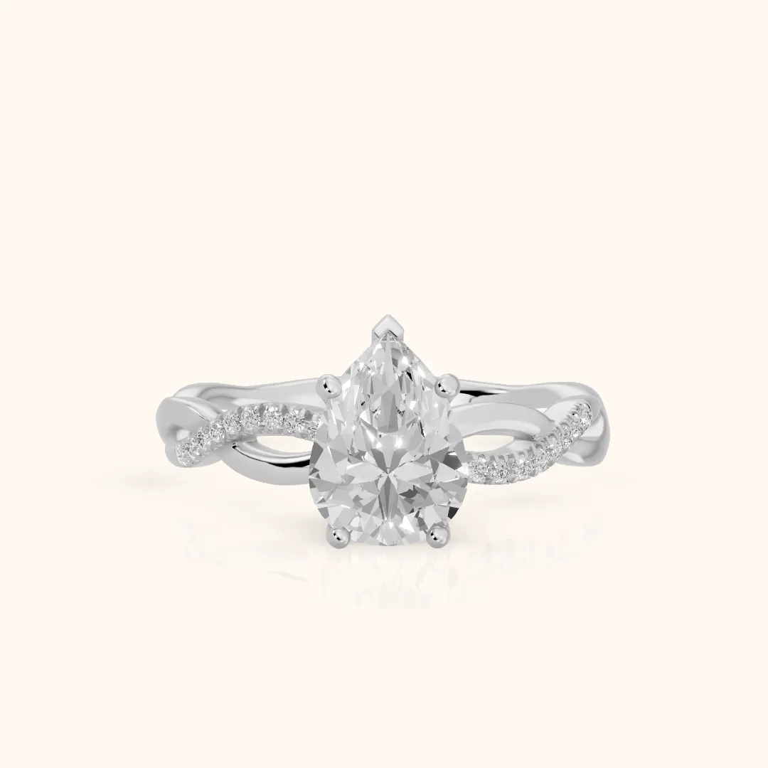 Carys Twist Pavé Pear Diamond Engagement Ring in Silver — view 2